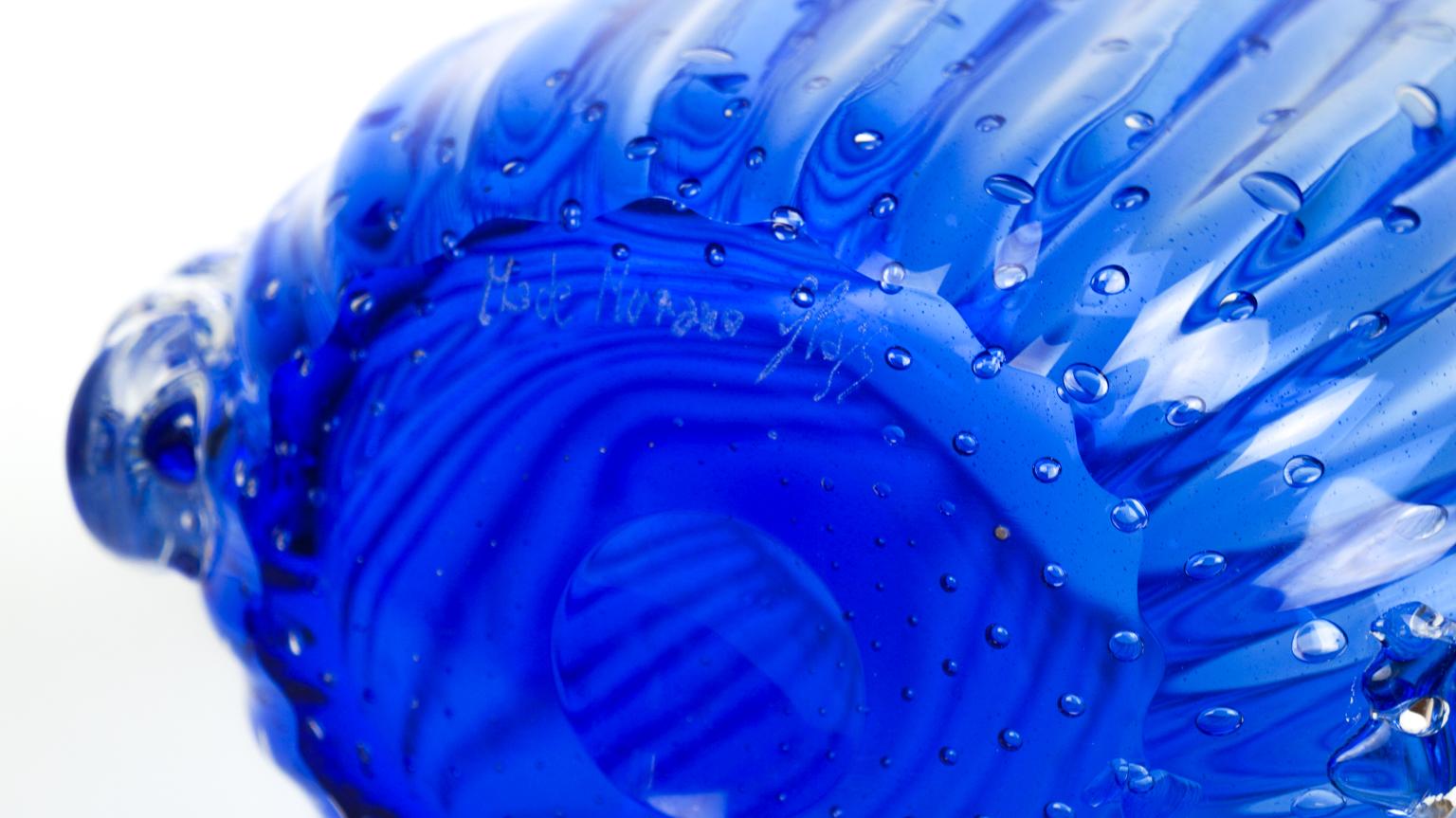 Contemporary Crystal Blue Design Italienisches Kunstglas Vase Baloton Murano Glas JAR im Angebot 14
