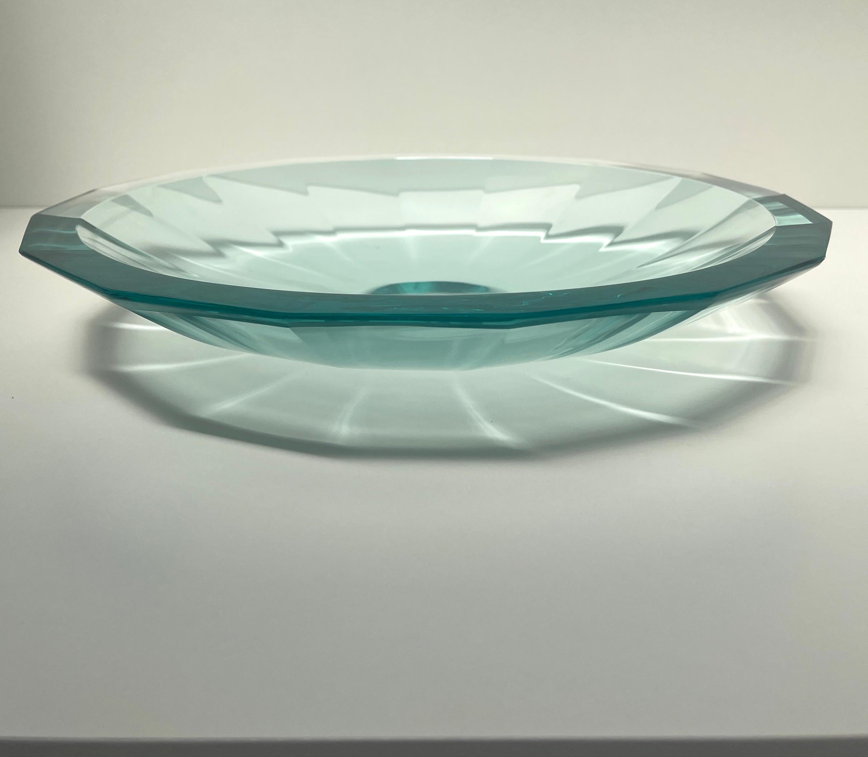 Italian Contemporary Crystal Bowl with Gemmed Decoration Hand Crafted by Ghiró Studio For Sale