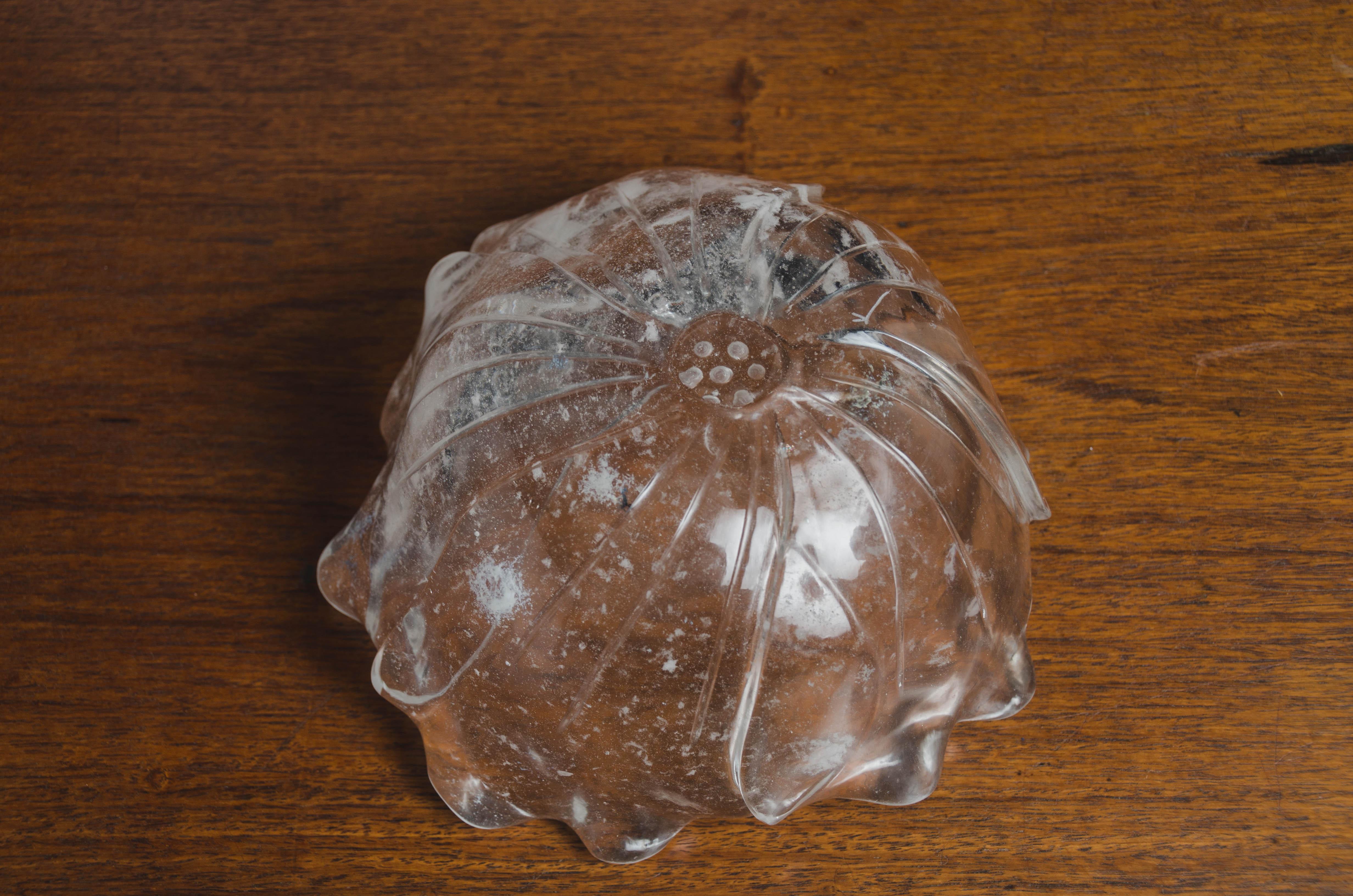 Contemporary Crystal Lotus Leaf Bowl by Robert Kuo, Hand Carved, Limited Edition In New Condition For Sale In Los Angeles, CA