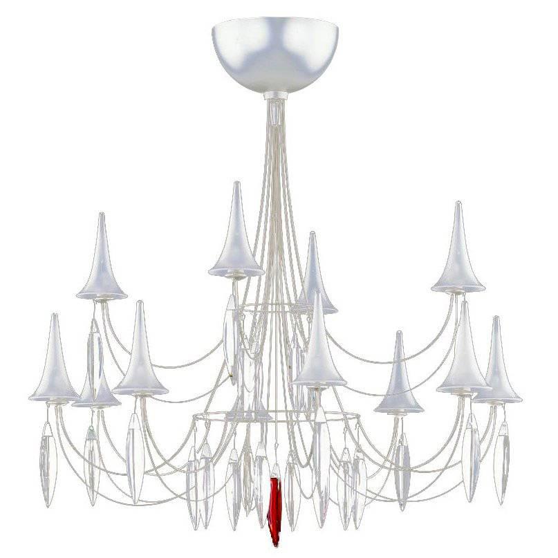 Lustre à douze lumières "Plume" en cristal d'acier contemporain de Baccarat