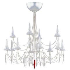 Lustre à douze lumières "Plume" en cristal d'acier contemporain de Baccarat