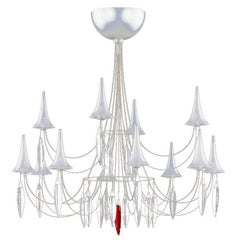 Contemporary Crystal Steel Design "Plume" Twelve-Light Chandelier by Baccarat