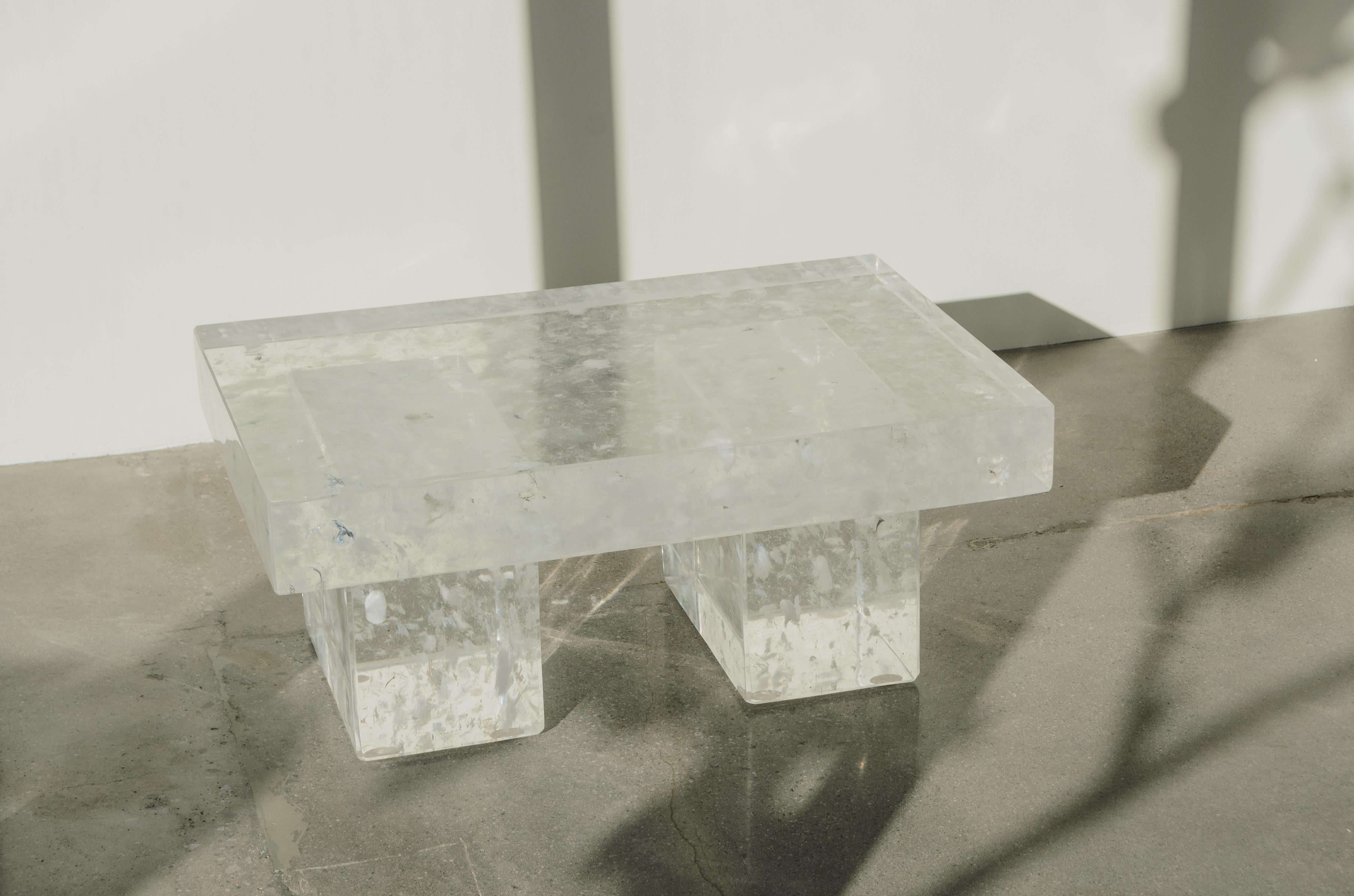 Minimalist 3 Piece Contemporary Crystal Table by Robert Kuo, Limited Edition  For Sale