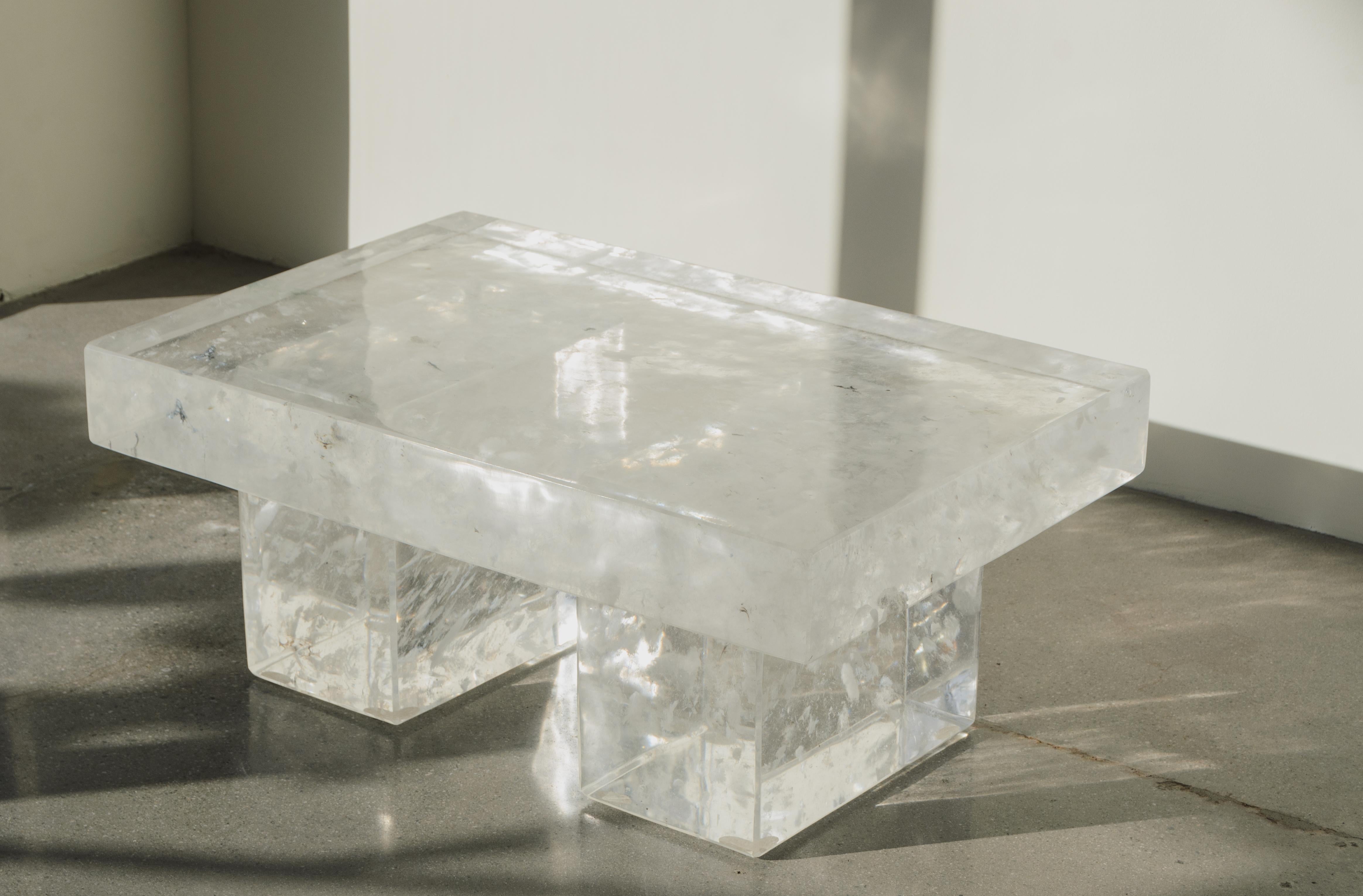 Hand-Carved 3 Piece Contemporary Crystal Table by Robert Kuo, Limited Edition  For Sale