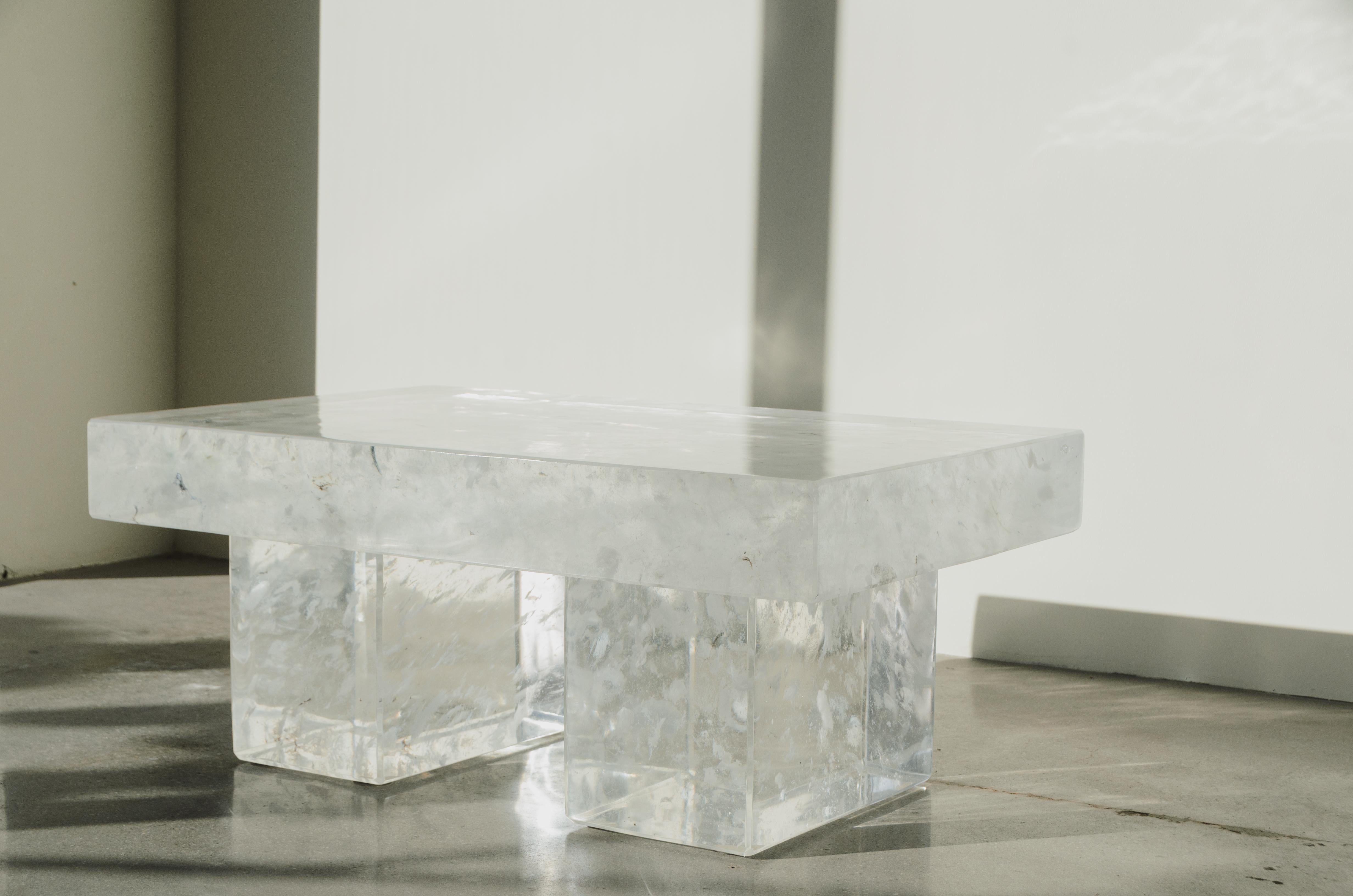 3 Piece Contemporary Crystal Table by Robert Kuo, Limited Edition  In New Condition For Sale In Los Angeles, CA