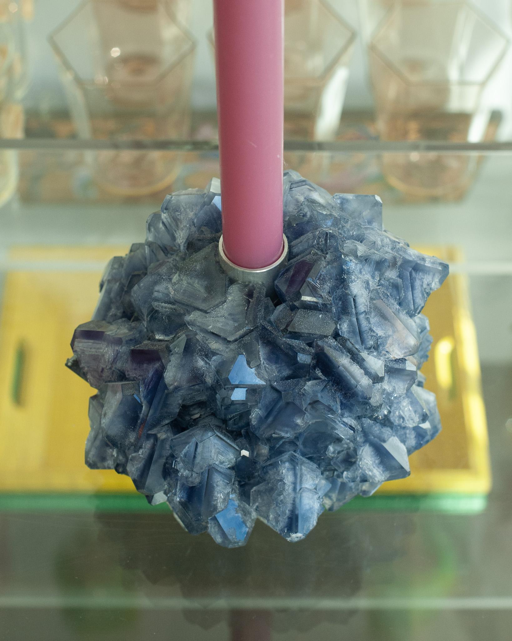 Contemporary Crystallized Blue Kerzenhalter von Isaac Monté, Niederlande (Niederländisch) im Angebot