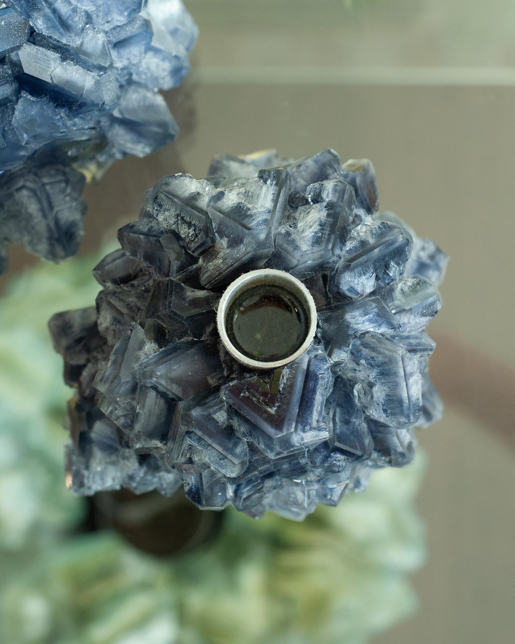 Contemporary Crystallized Blue Candleholder By Isaac Monté, Netherlands In New Condition For Sale In Toronto, ON