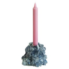 Contemporary Crystallized Blue Candleholder By Isaac Monté, Netherlands