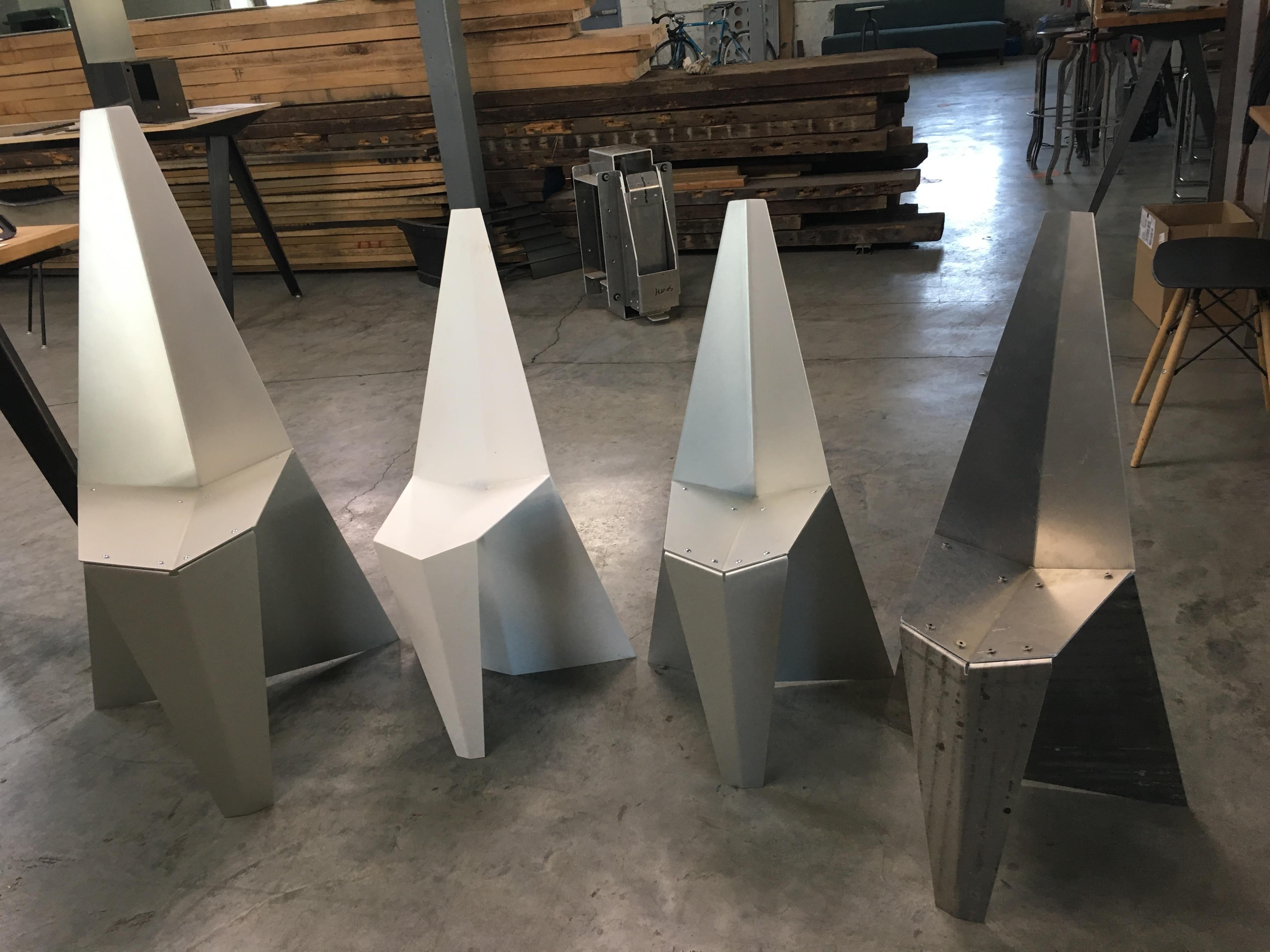 Contemporary Indoor/Outdoor Crystallized Chair in Recycled Metal, Minimal Style For Sale 2