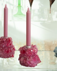 Portavelas Contemporáneo Cristalizado Fuschia De Isaac Monté, Países Bajos