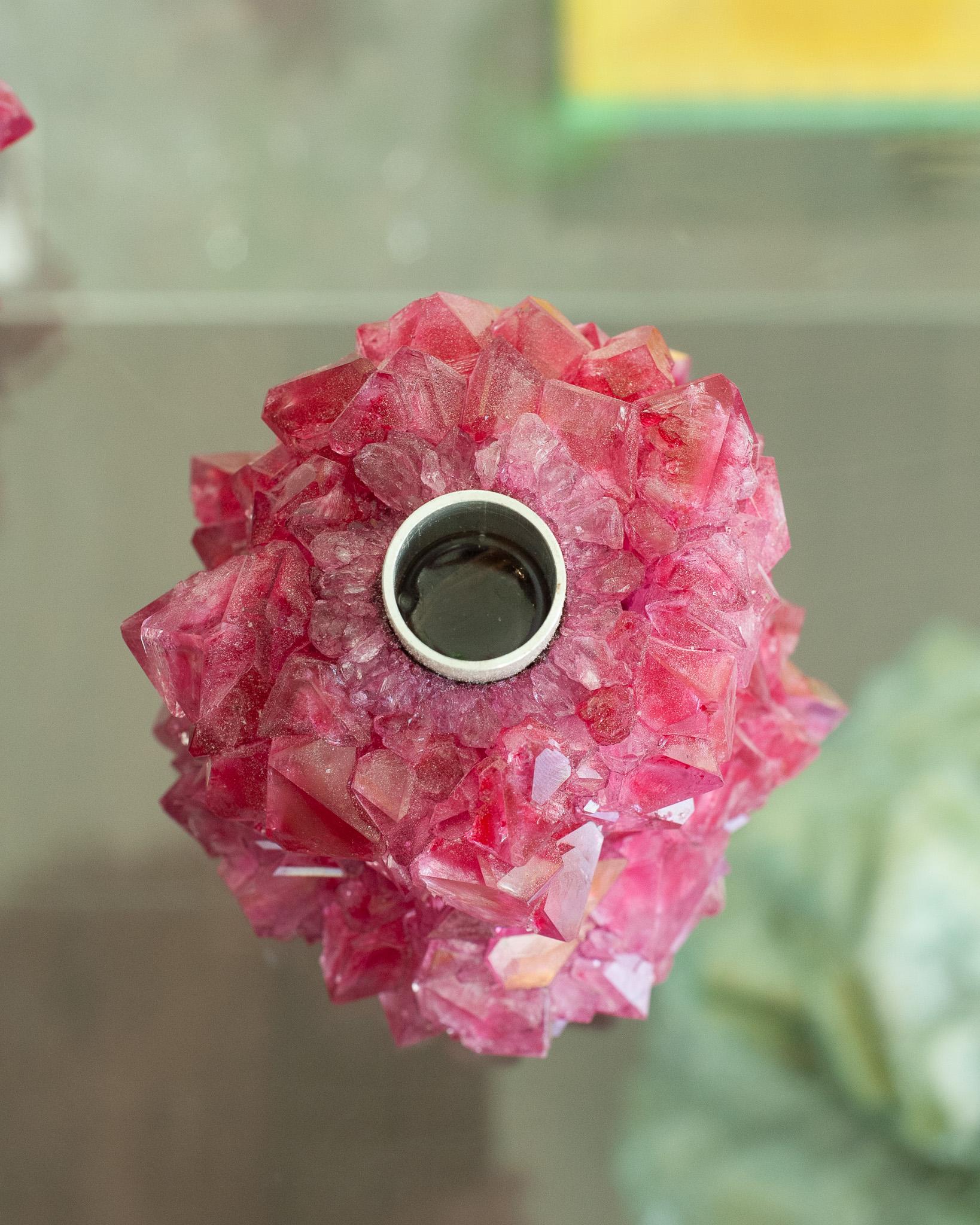 Metal Contemporary Crystallized Fuschia Candleholder By Isaac Monté, Netherlands For Sale