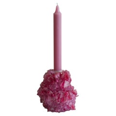 Contemporary Crystallized Fuschia Candleholder By Isaac Monté, Netherlands