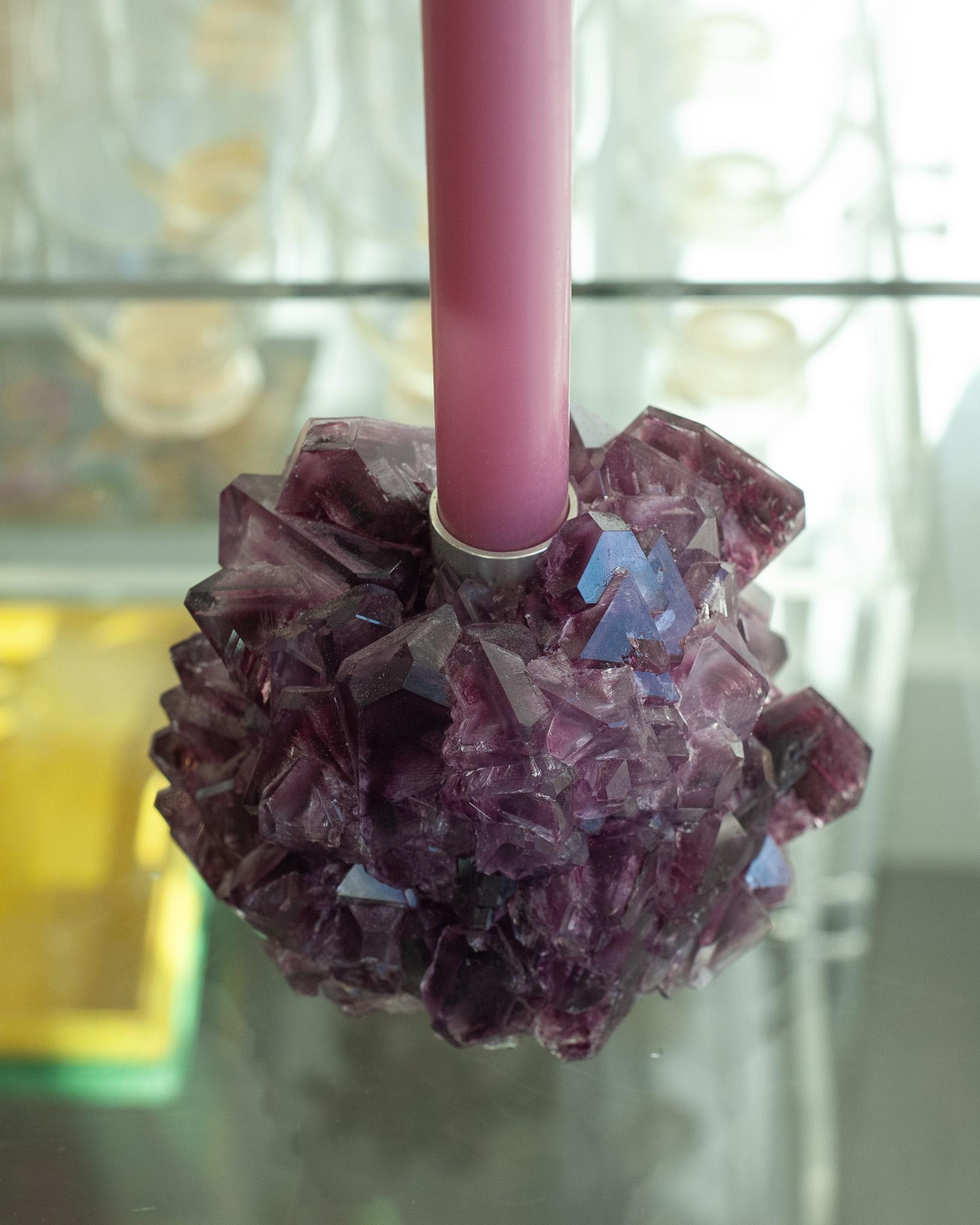 Dutch Contemporary Crystallized Purple Candleholder By Isaac Monté, Netherlands For Sale