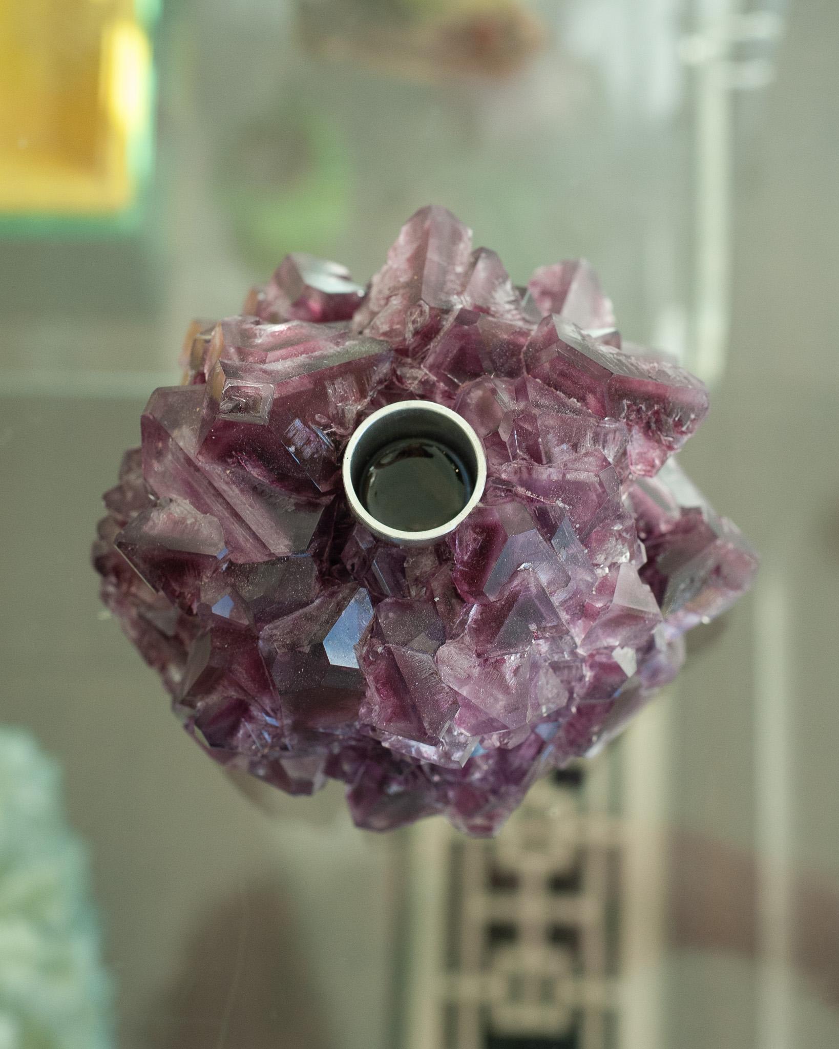 Contemporary Crystallized Purple Candleholder By Isaac Monté, Netherlands In New Condition For Sale In Toronto, ON