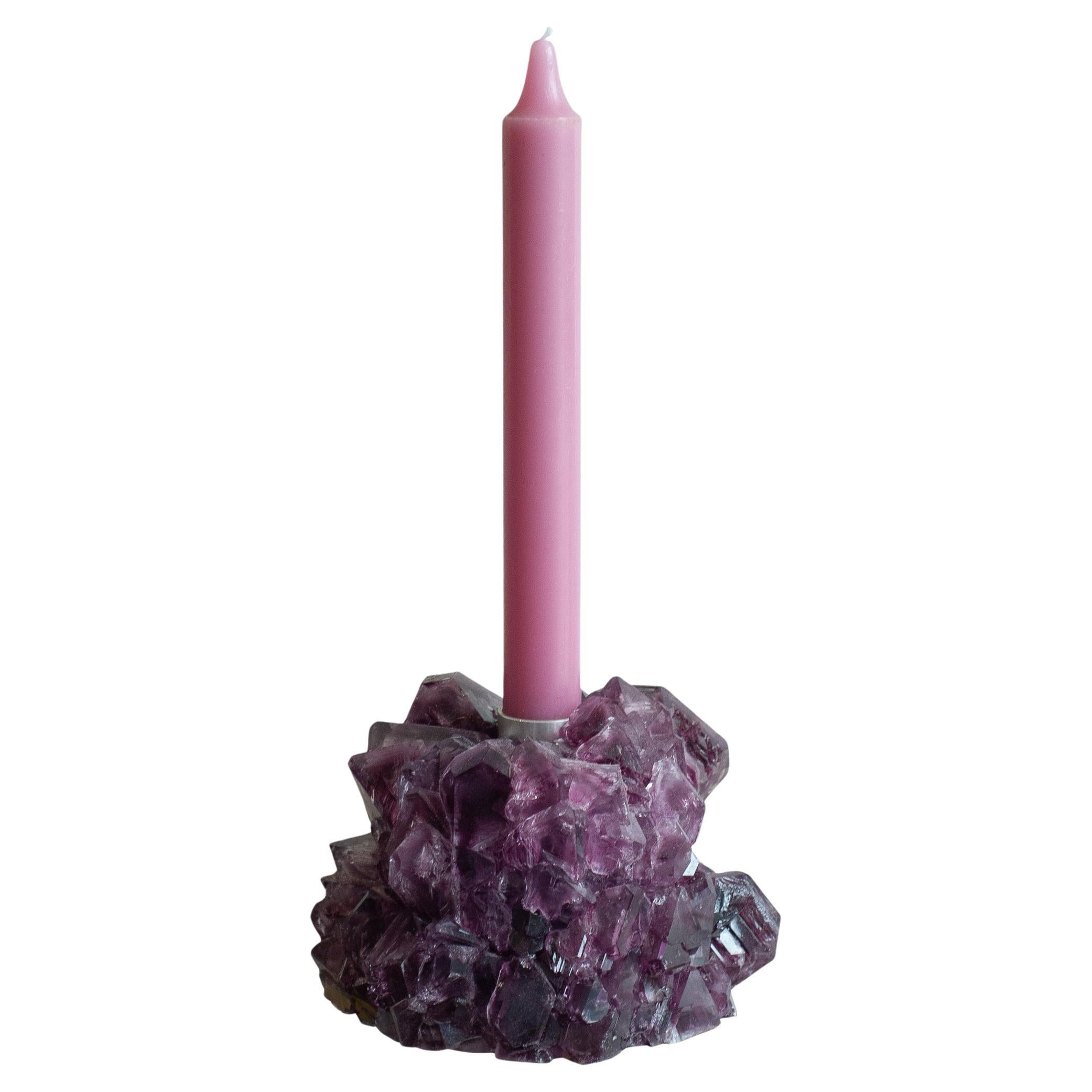Contemporary Crystallized Purple Candleholder By Isaac Monté, Netherlands For Sale