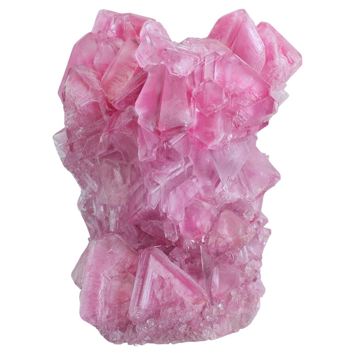 Vaso cristallizzato contemporaneo in rosa di Isaac Monté, Paesi Bassi