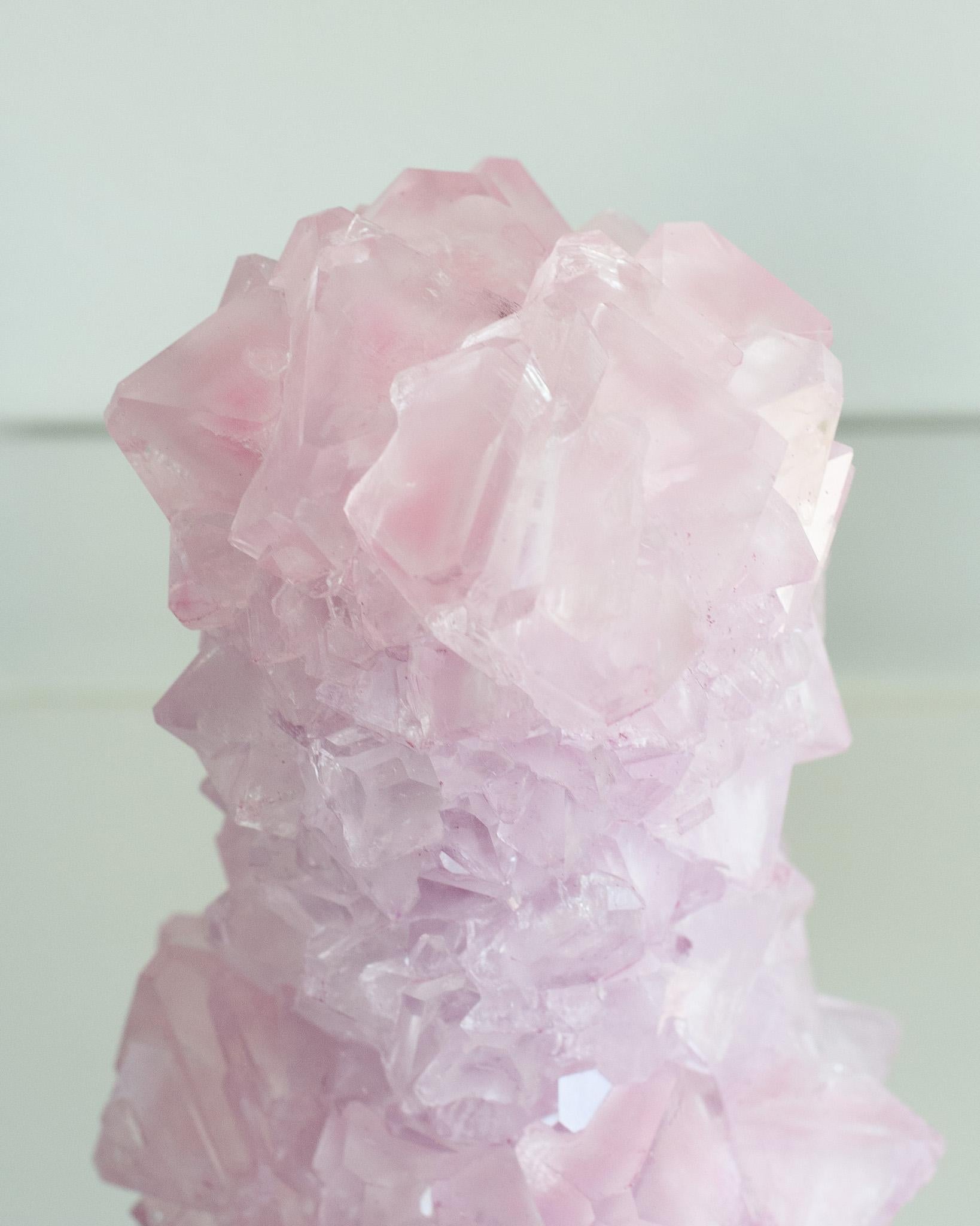 Stone Contemporary Crystallized Vase in Soft Pink by Isaac Monté, Netherlands For Sale