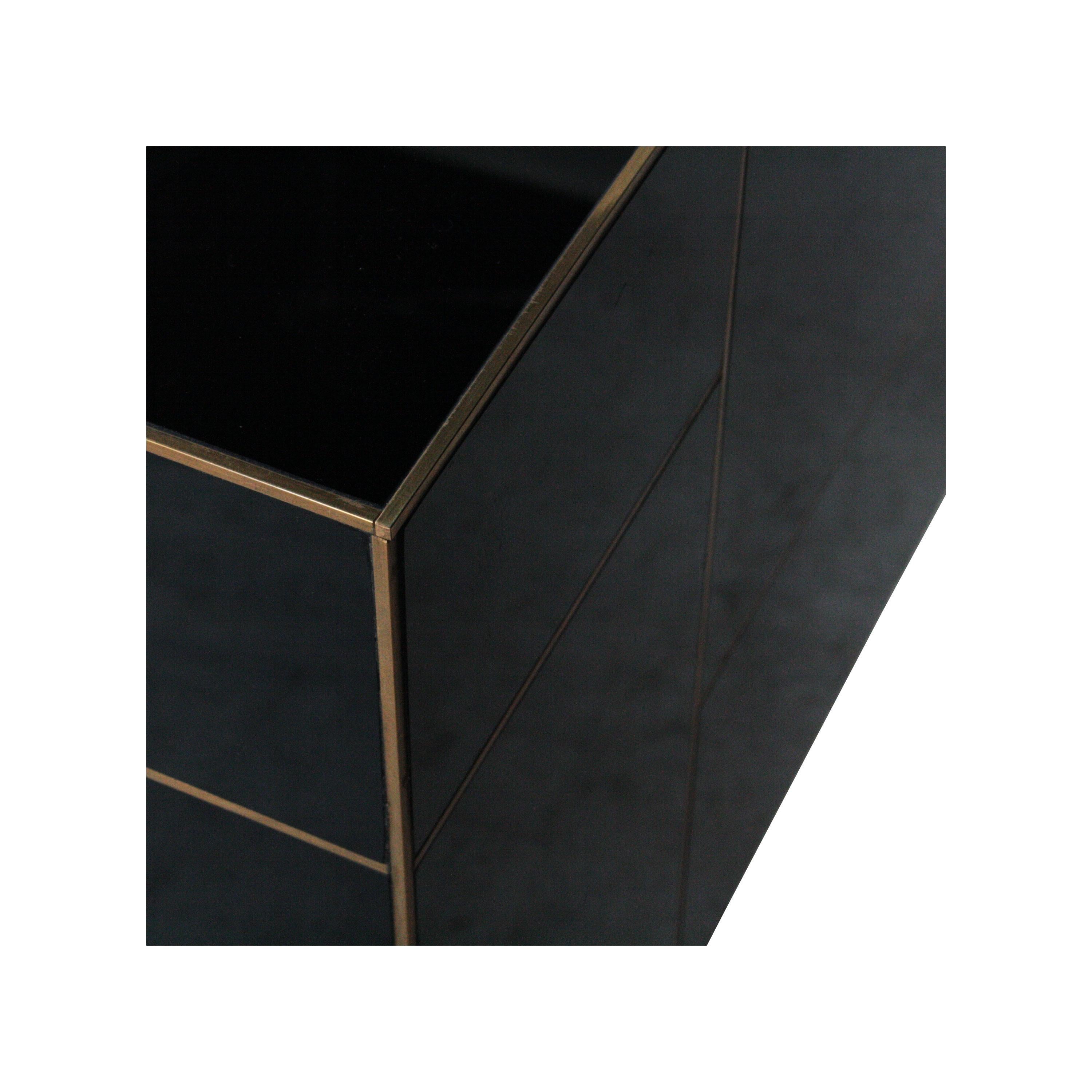 Contemporary Cube Black Gold Metal Wood Crystal Spanish Auxiliar Table, 2016 3