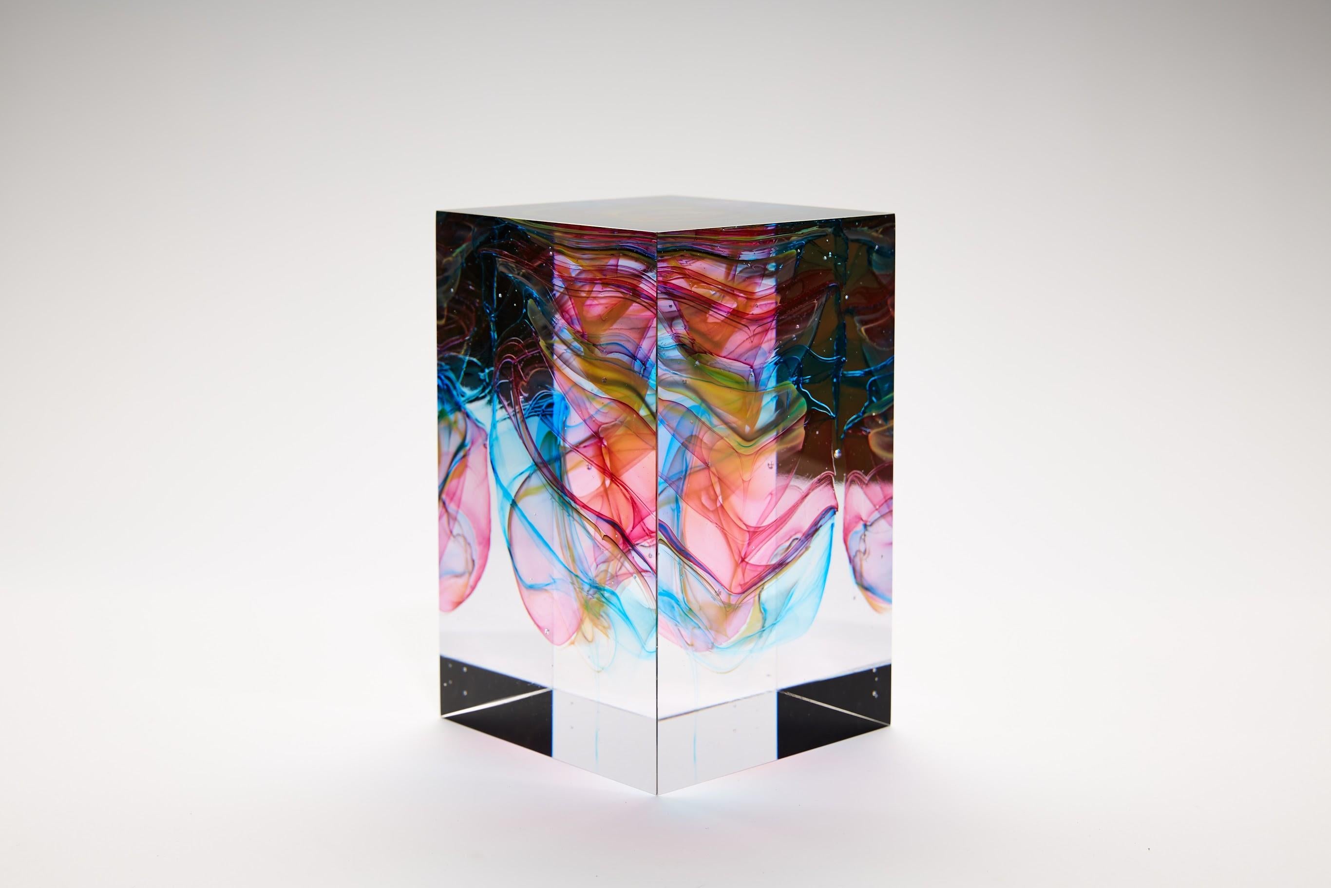 Dispersion II, 2023 (Glass, C. 8.5 in. h x 6 in. w x 6 in. d, Object No.: 4224)

Tim Rawlinson’s fascination with the way light passes through glass informs his work. He exploits transparency, as its essential and primary quality, manipulating and