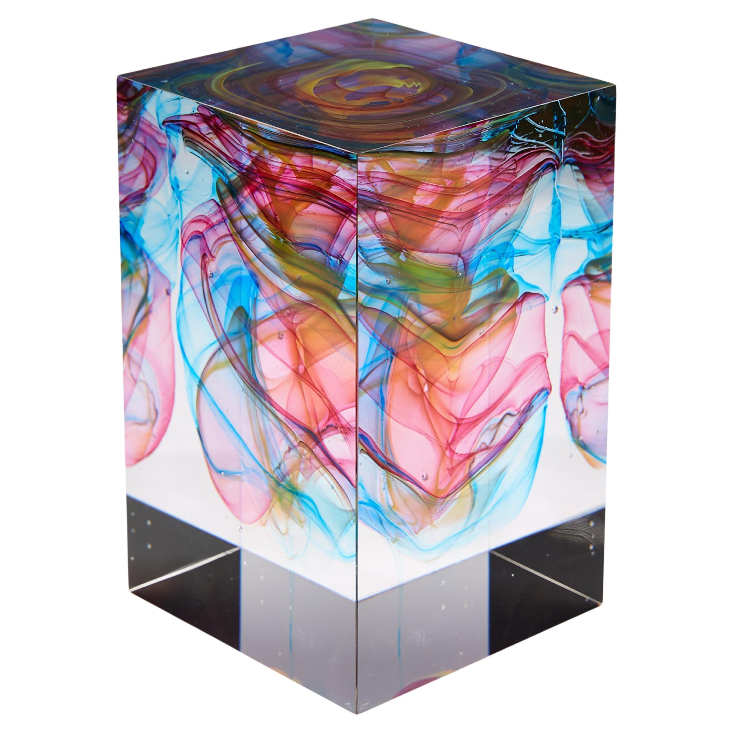 Sculpture cubique contemporaine en verre, Tim Rawlinson