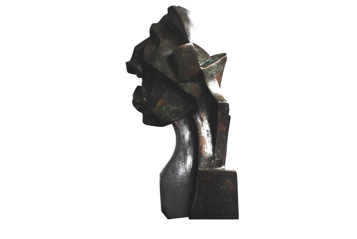 Cubist bronze sculpture by Perrine Le Bars. Cast by 
