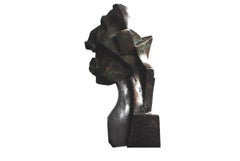 Cabeza cubista contemporánea de bronce de Perrine Le Bars
