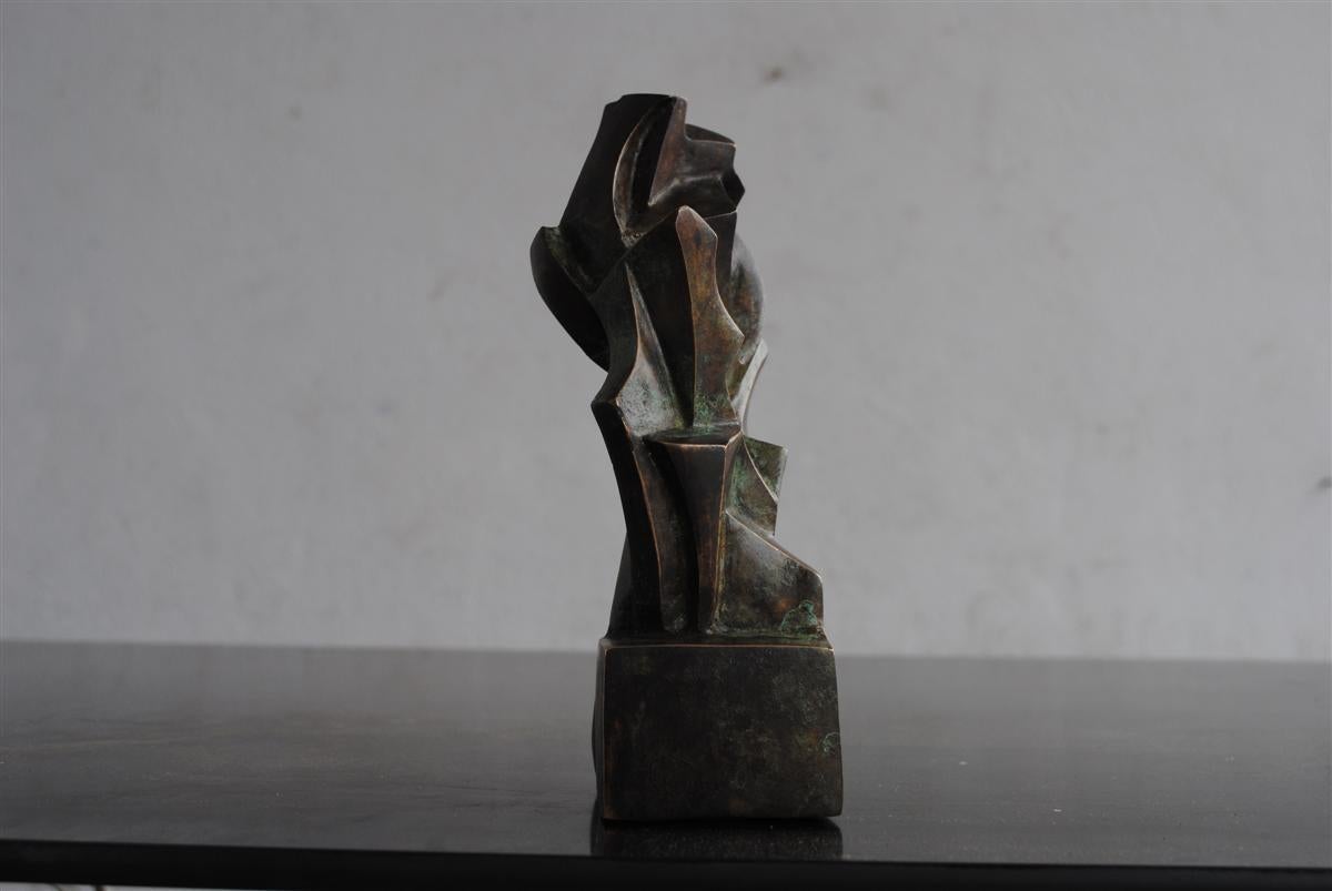 Francese Testa cubista contemporanea in bronzo di Perrine Le Bars in vendita