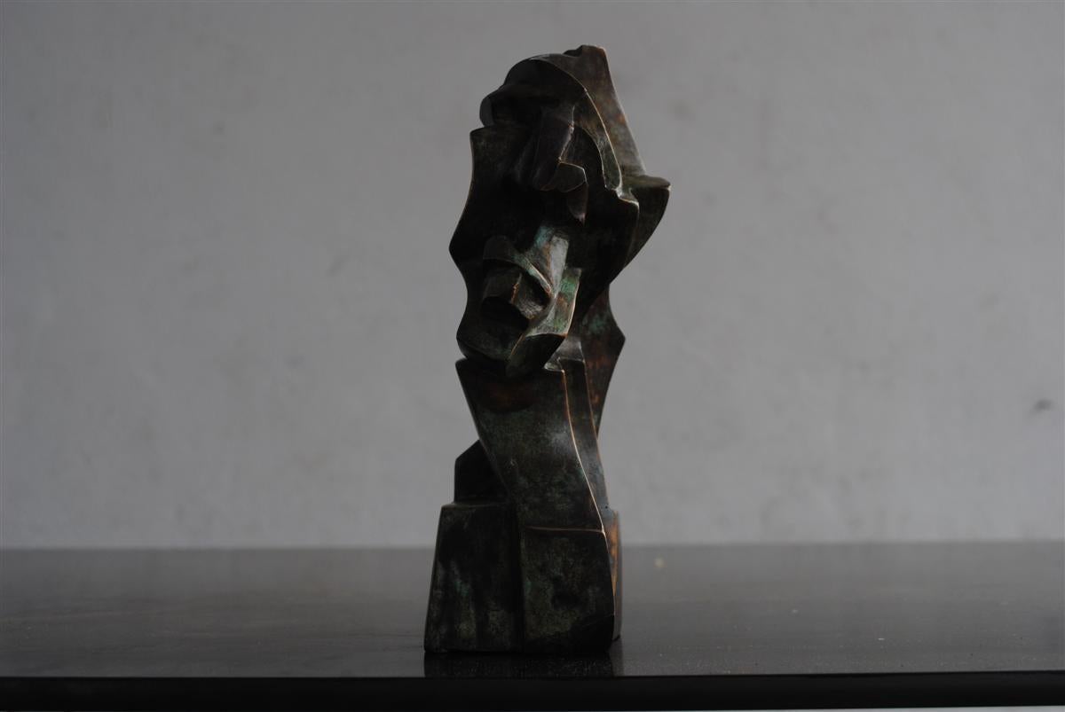 XX secolo Testa cubista contemporanea in bronzo di Perrine Le Bars in vendita