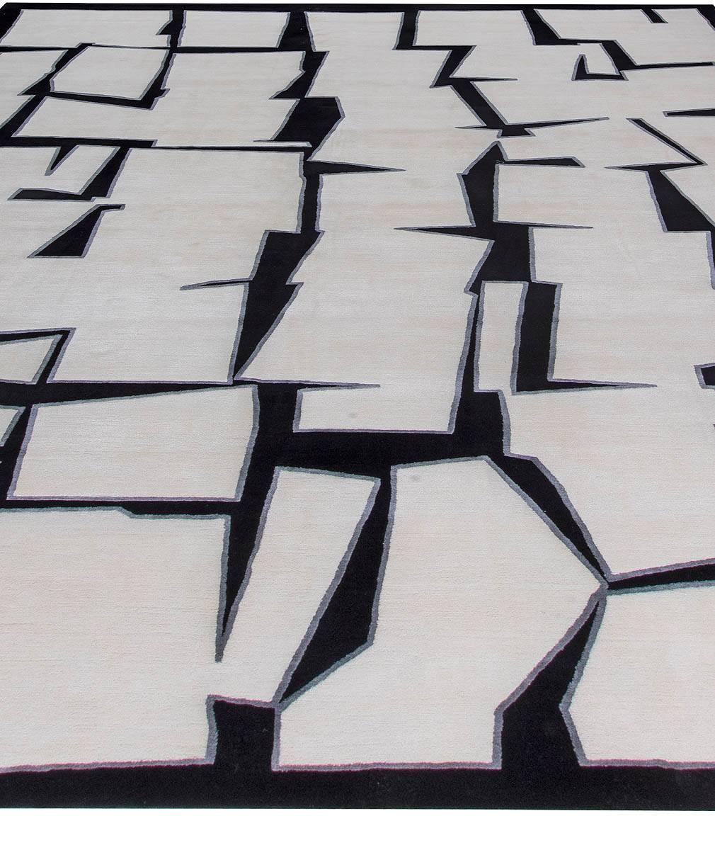 Modern Contemporary Cubist Inspired Handmade Silk and Wool Rug by Doris Leslie Blau For Sale