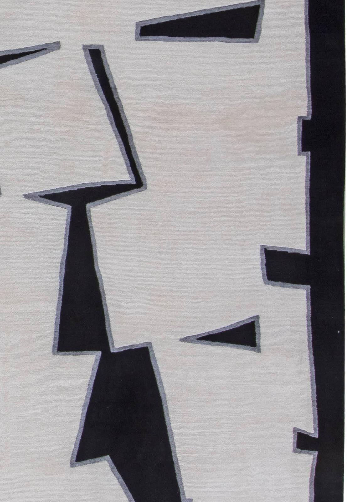 XXI secolo e contemporaneo Tappeto contemporaneo di ispirazione cubista realizzato a mano in seta e lana da Doris Leslie Blau in vendita