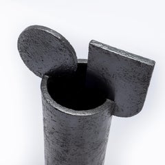 Contemporary Cuorecarpenito Glazed Terracotta Black Vase Moaaustrale Collection