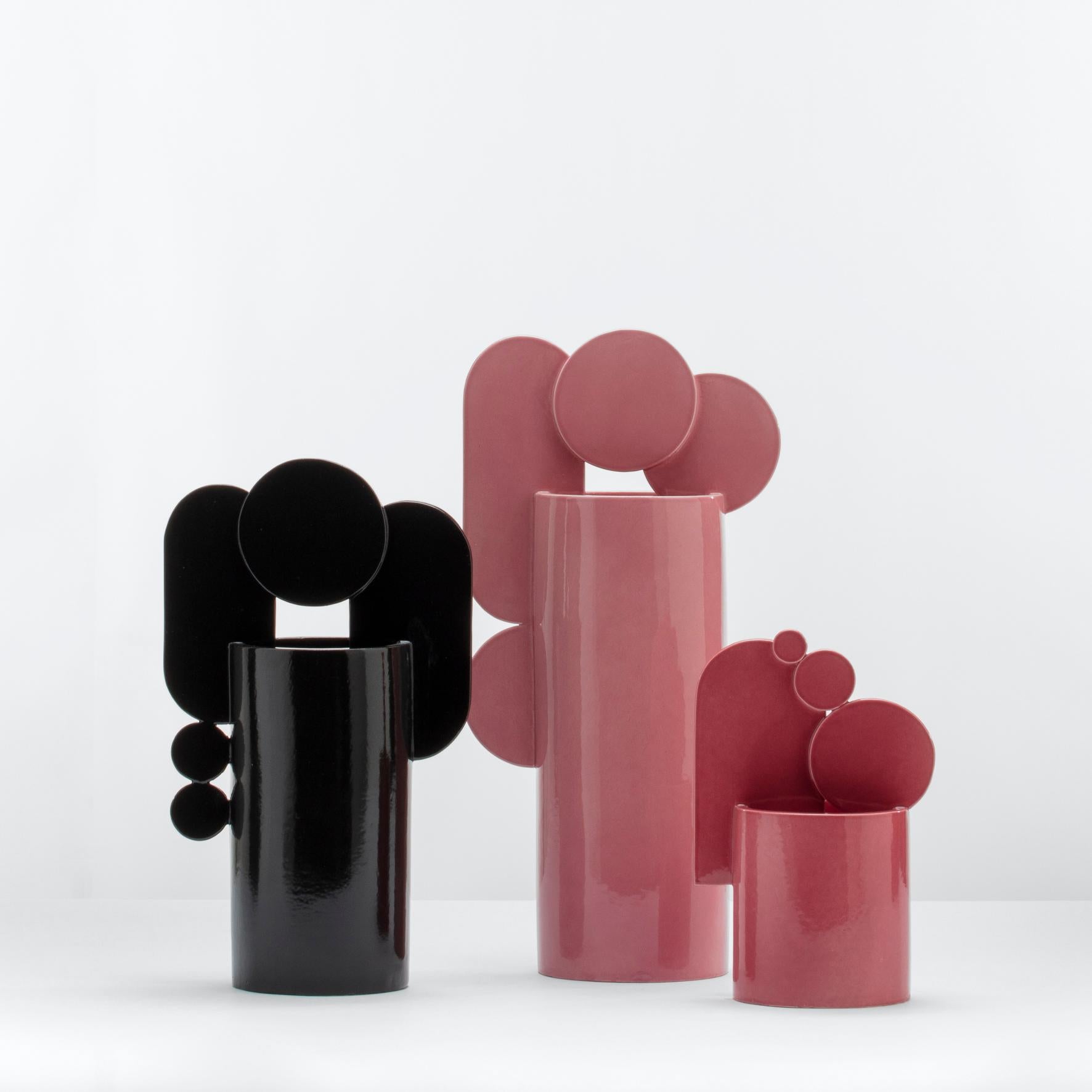 Italian Contemporary Cuorecarpenito Pink Ceramic Vase Bubble Family Collection For Sale