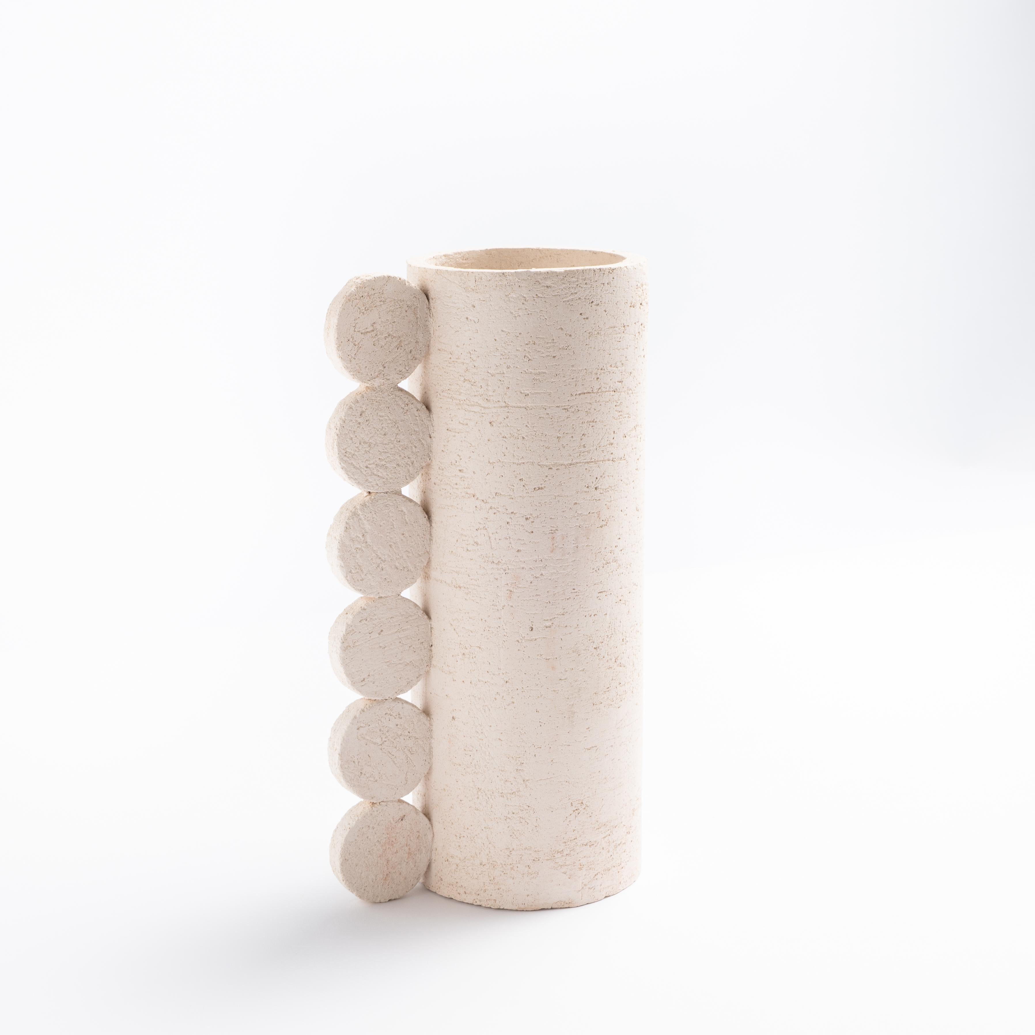 Ceramic Contemporary Cuorecarpenito Terracotta White Vase Bibi Australe Collection For Sale