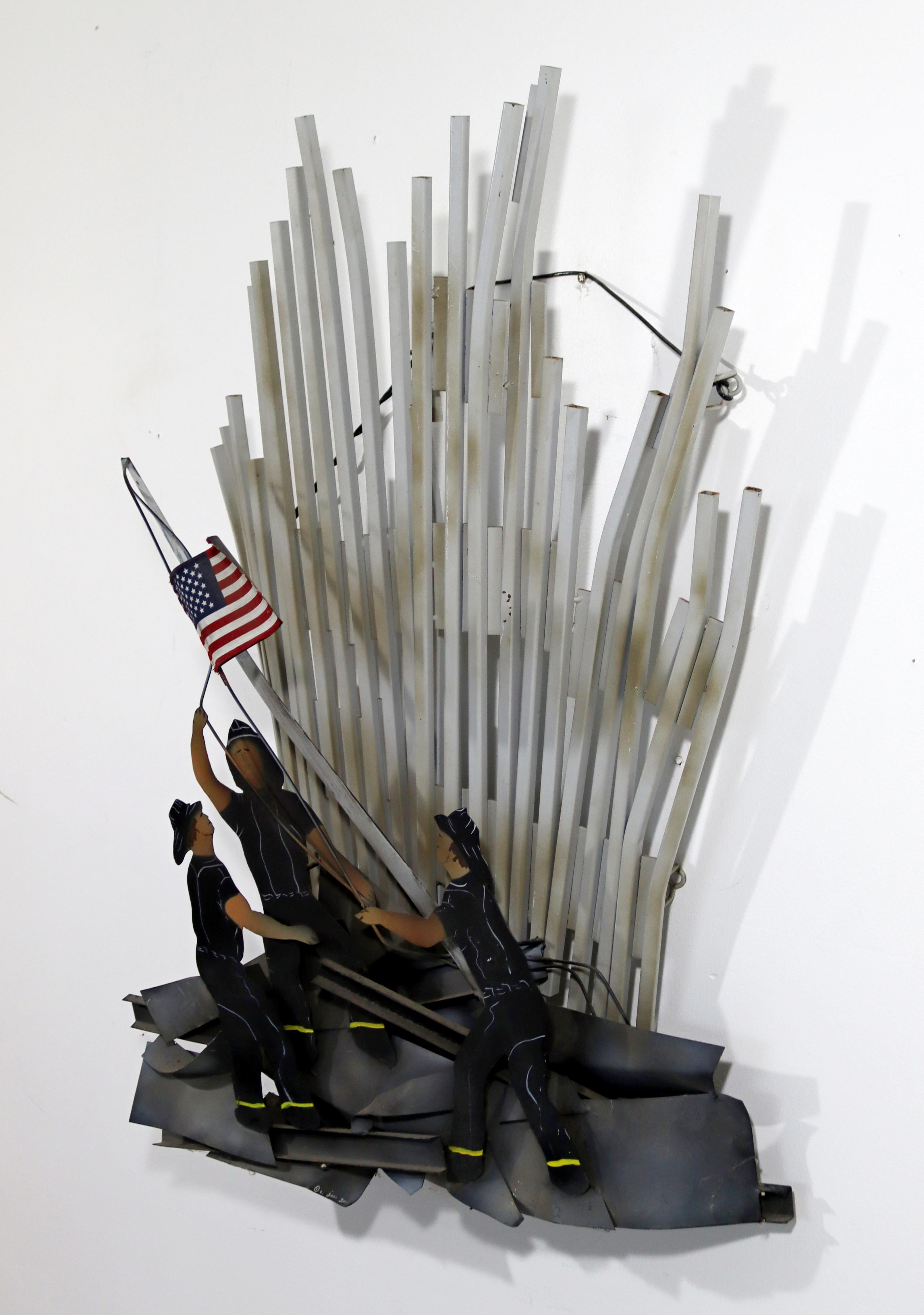 Contemporary Curtis Jere Signed & Dated 9/11 Memorial Wall Sculpture In Good Condition For Sale In Keego Harbor, MI