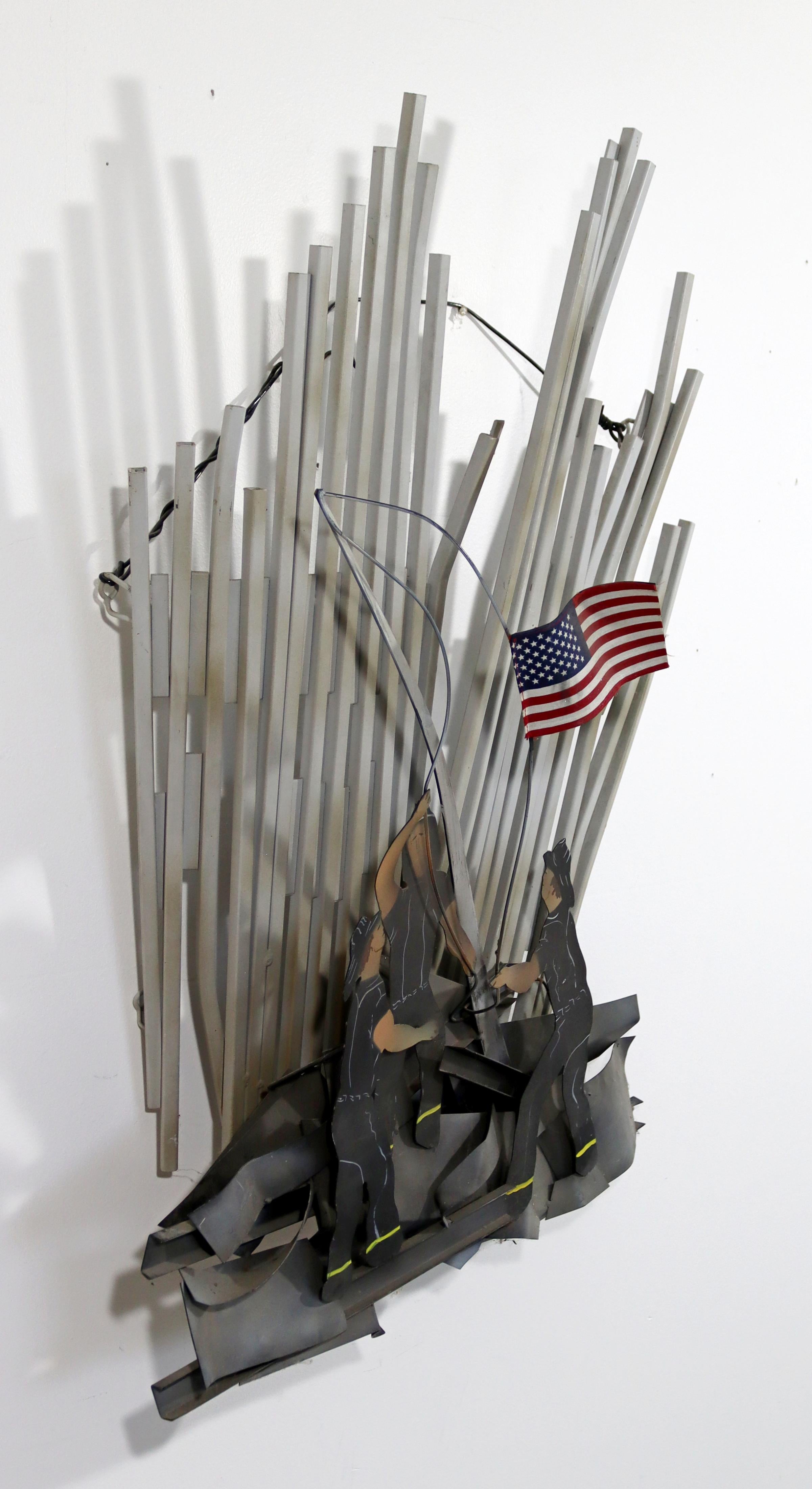 Metal Contemporary Curtis Jere Signed & Dated 9/11 Memorial Wall Sculpture For Sale
