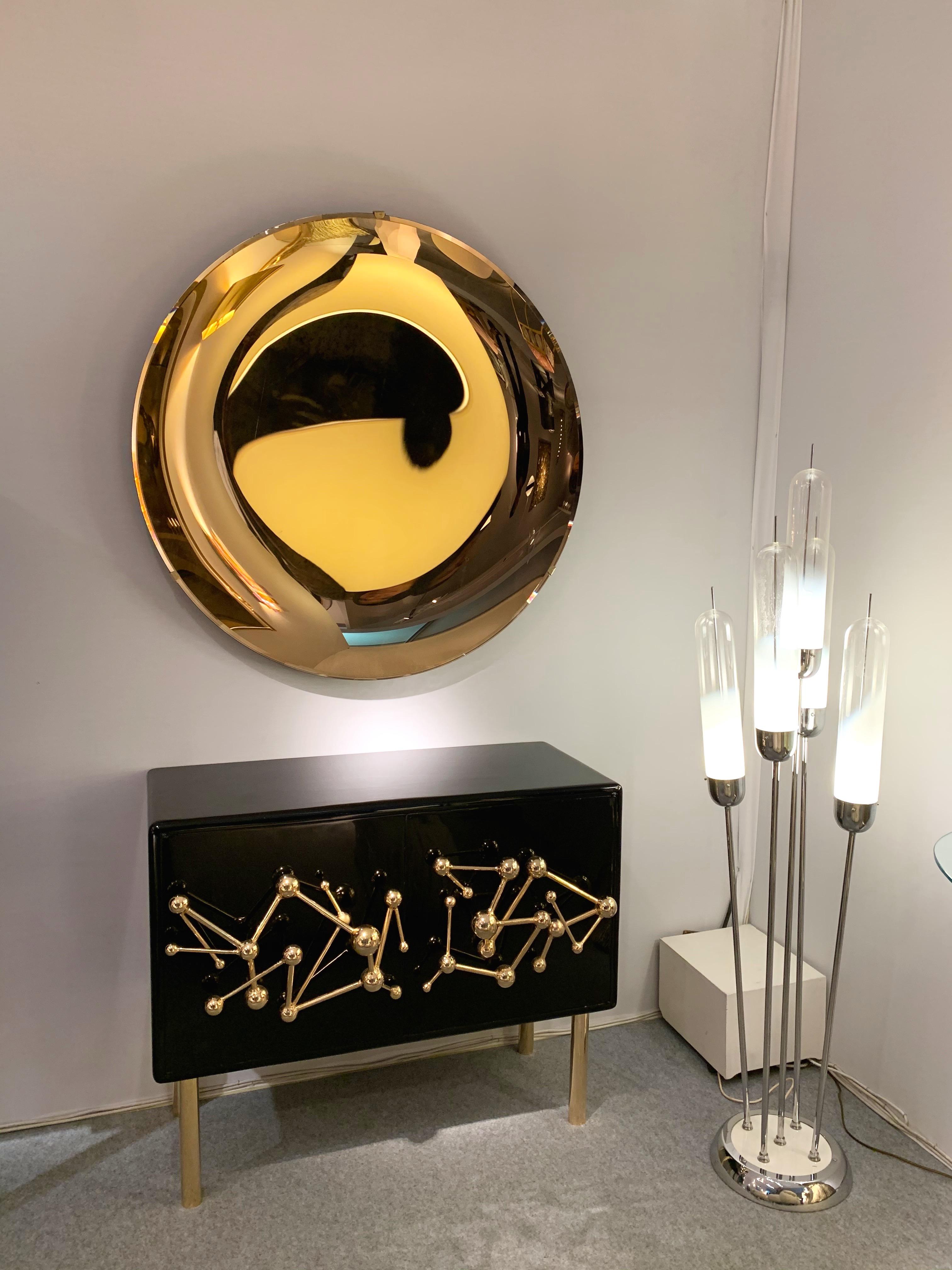 Contemporary Pink Champagne Concave Curve Mirror, Italy In New Condition For Sale In SAINT-OUEN, FR