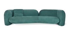 Sofá contemporáneo curvo de tres plazas by Hessentia en piel, turchese, verde