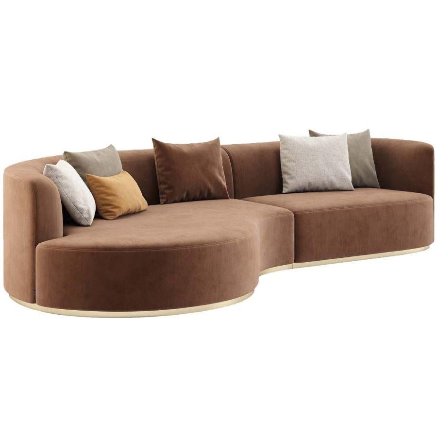 Contemporary Curved 3 Seater Sofa with Rounded Chaise For Sale