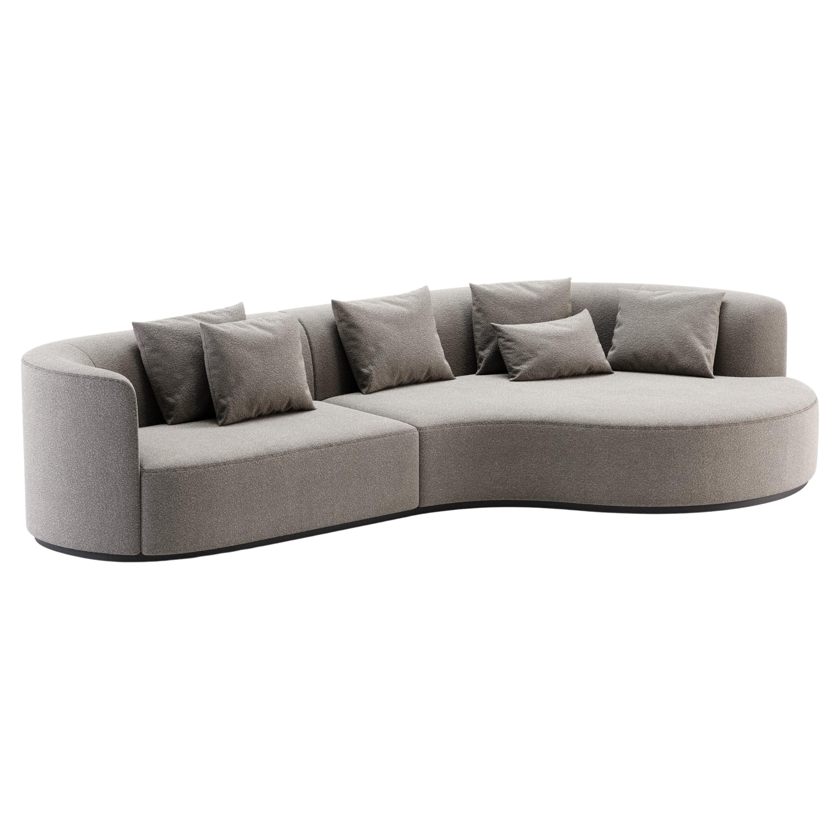 Curved 3 Seater Sofa with Rounded Chaise For Sale