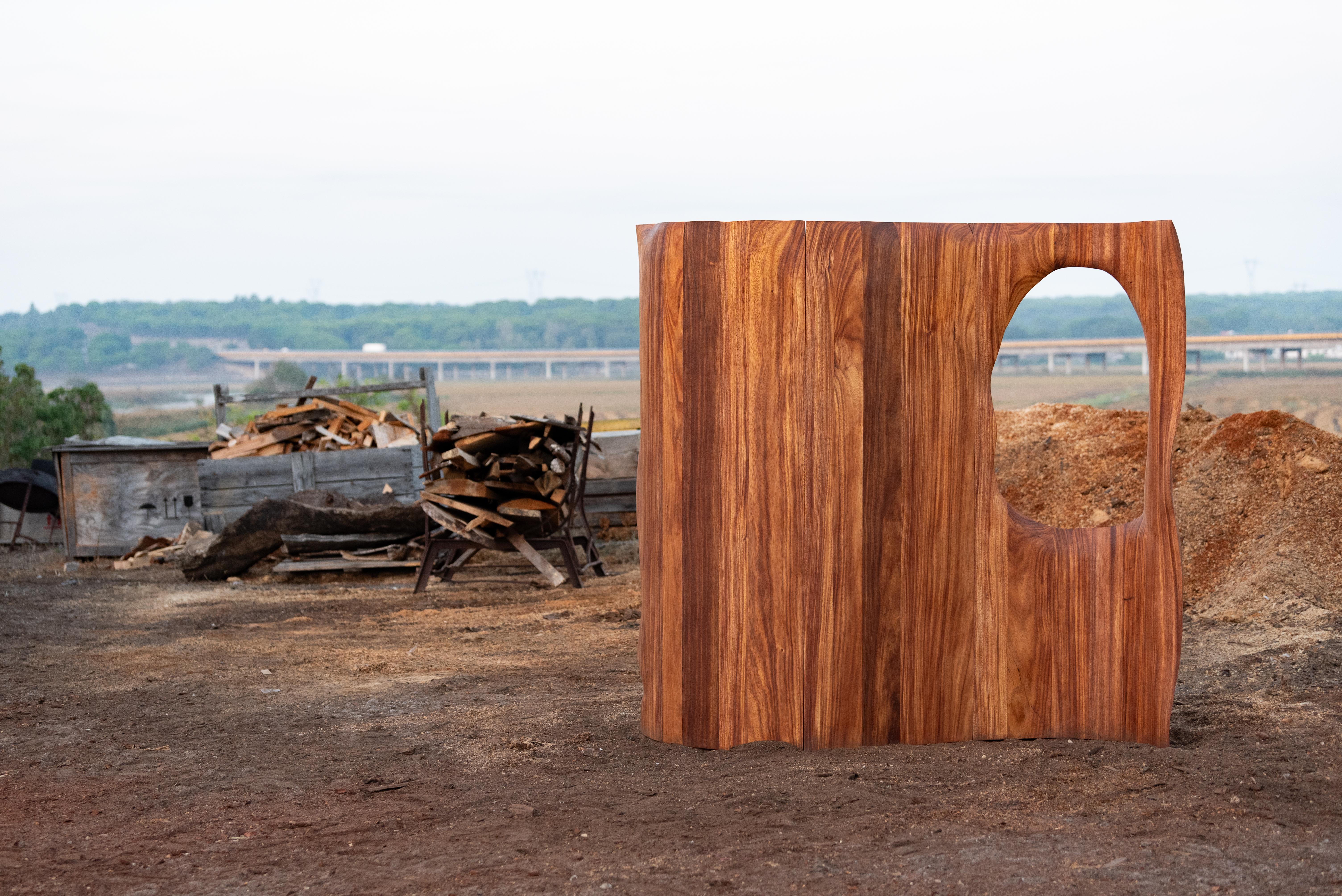Wood Contemporary curved and organic bomb room divider by Mircea Anghel For Sale