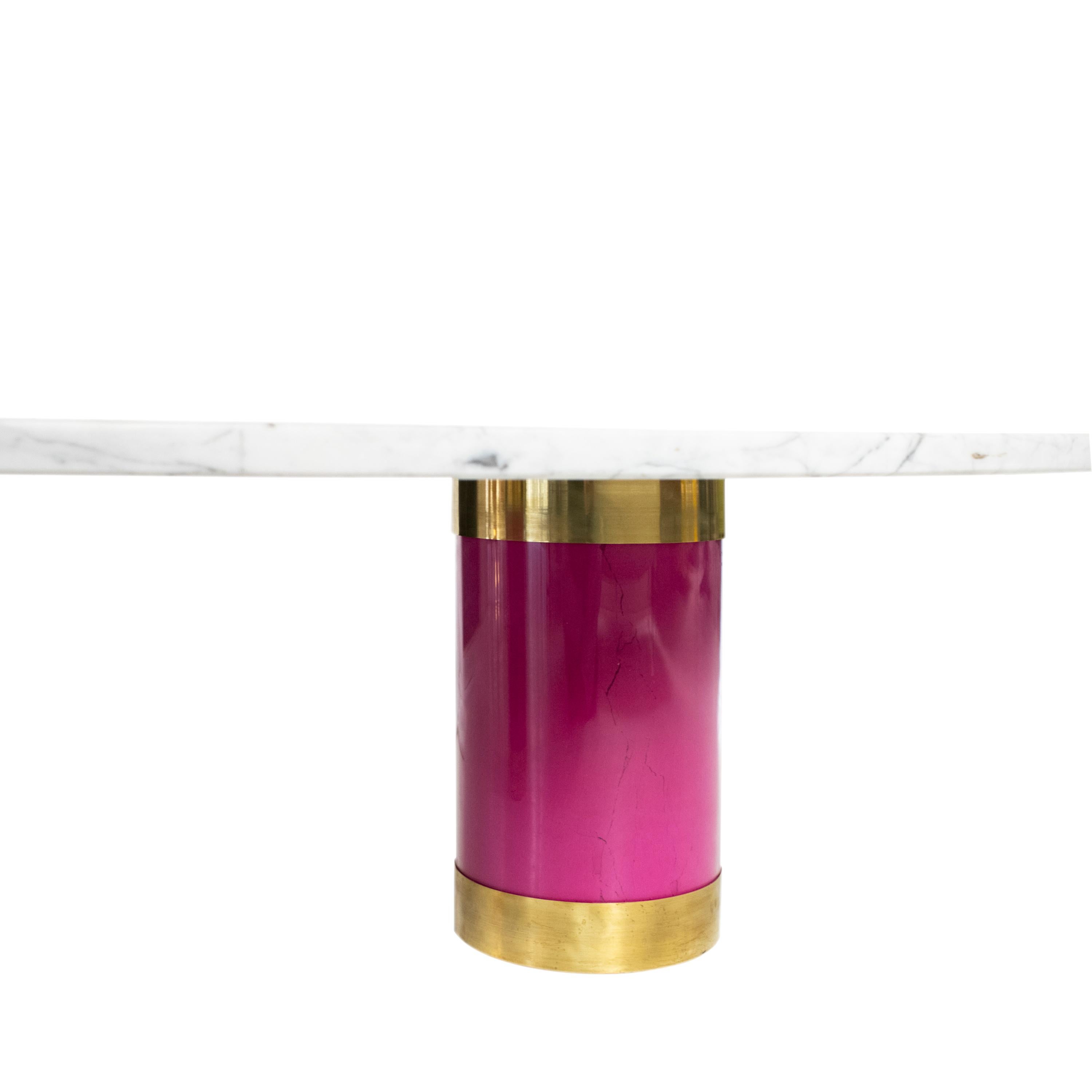Brass Contemporary Curved Carrara Marble Center Table Designed by IKB 191, Spain, 2024 For Sale