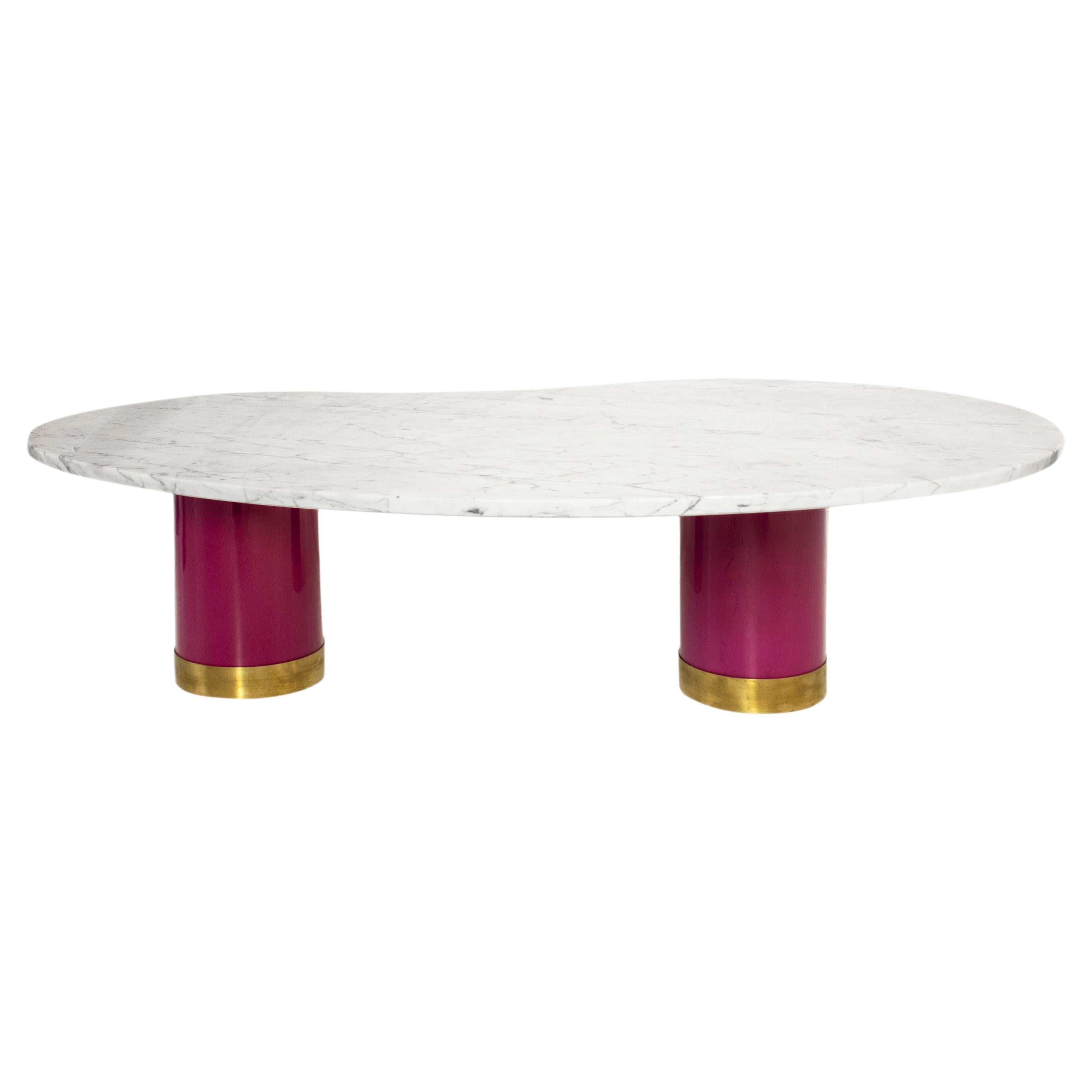 Contemporary Curved Carrara Marble Center Table Designed by IKB 191, Spain, 2024 For Sale