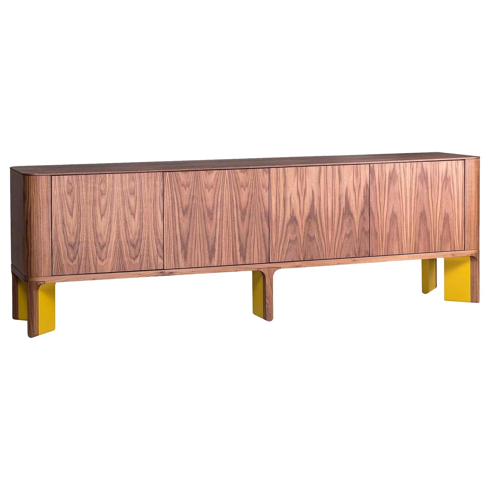 Contemporary Lacquered Sideboard with Round Corners.