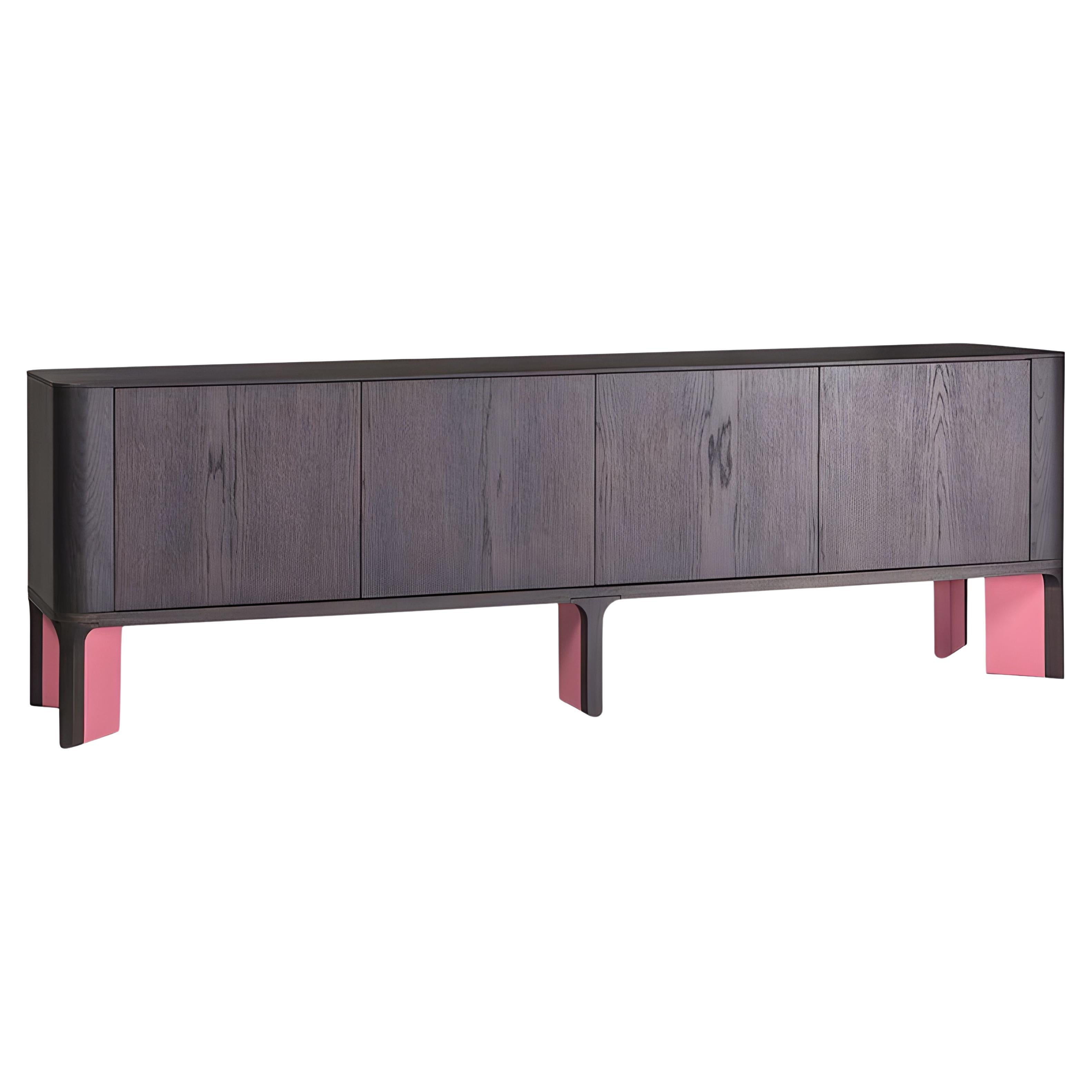 Contemporary Curved Corners Sideboard with Lacquered Base