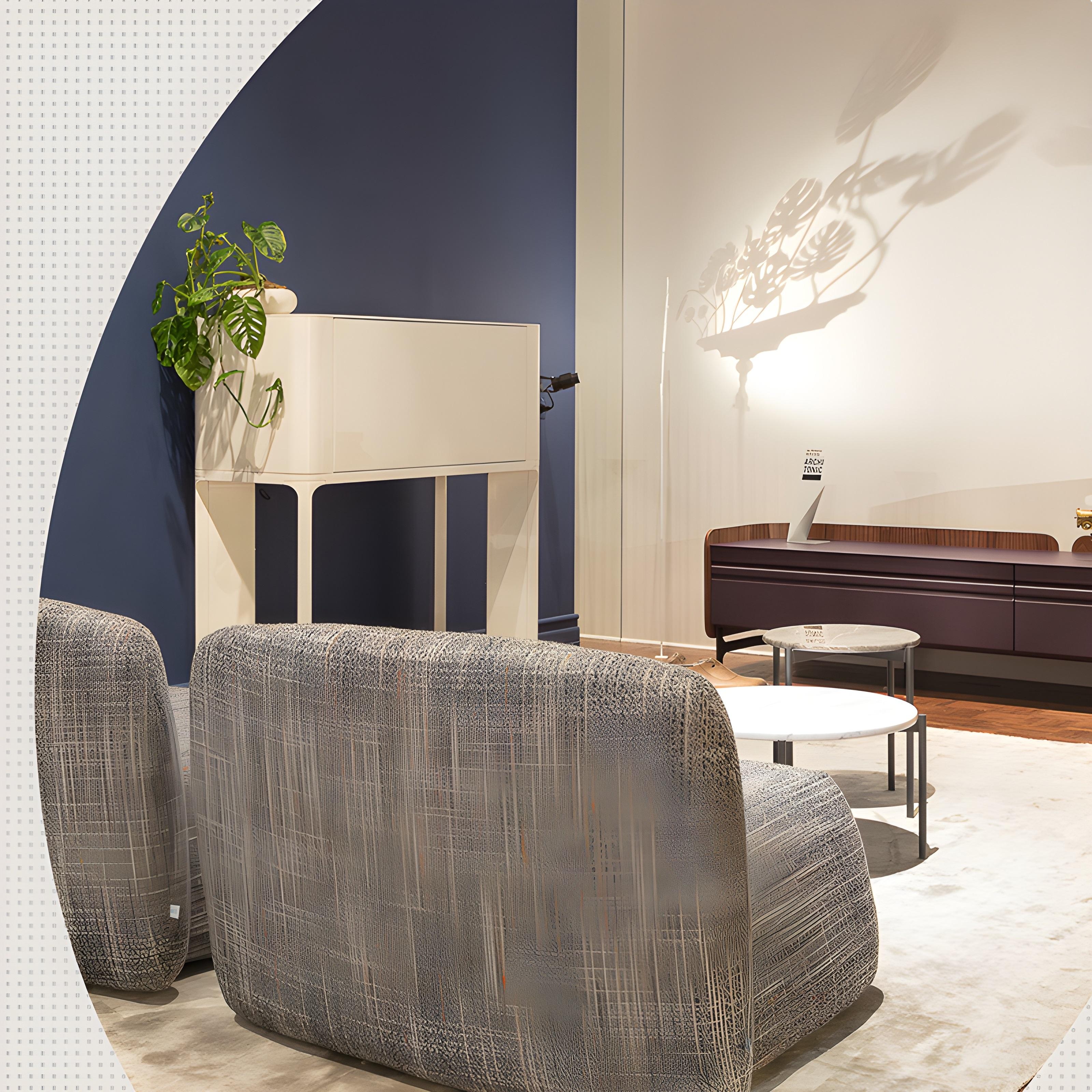 Contemporary Curved Highboard with Lacquered Base For Sale 4