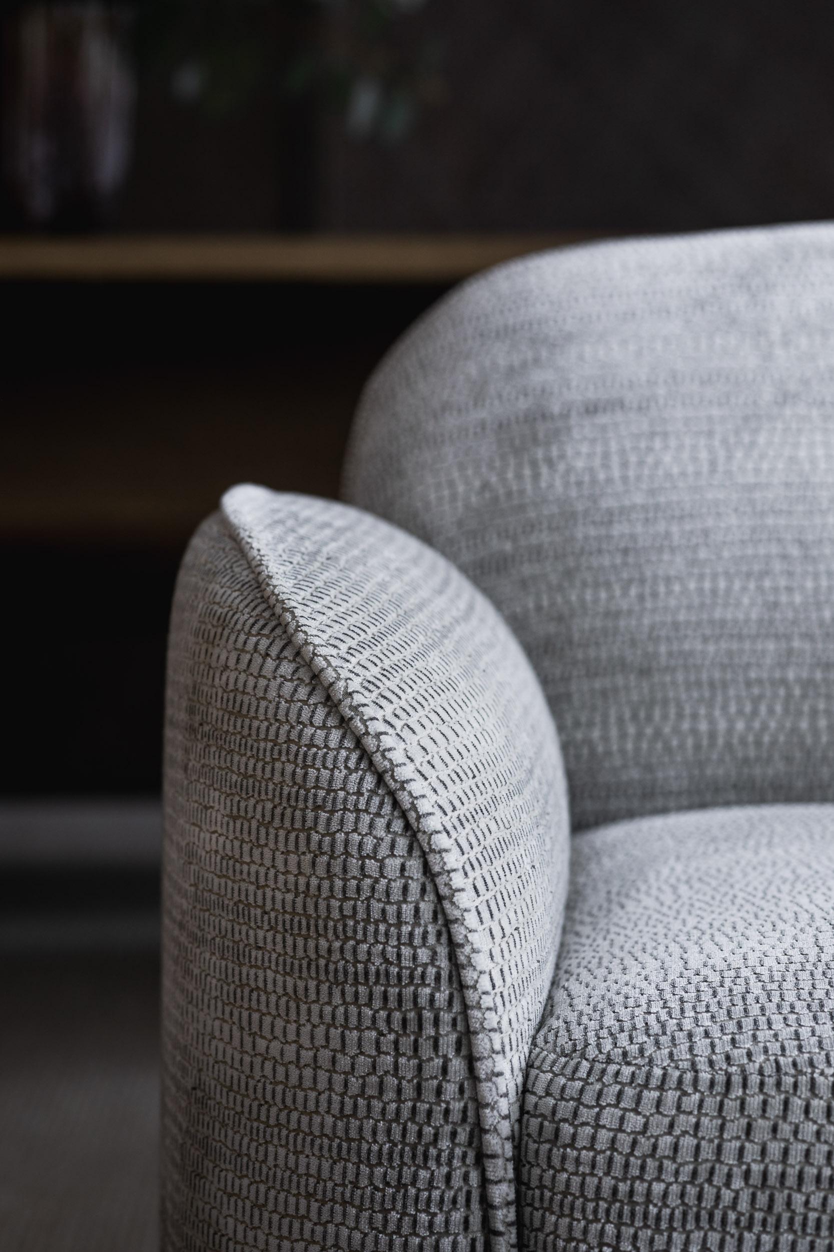Contemporary Curved Sofa 'Unio' by Poiat, Pergamena 017 Fabric by Dedar For Sale 10