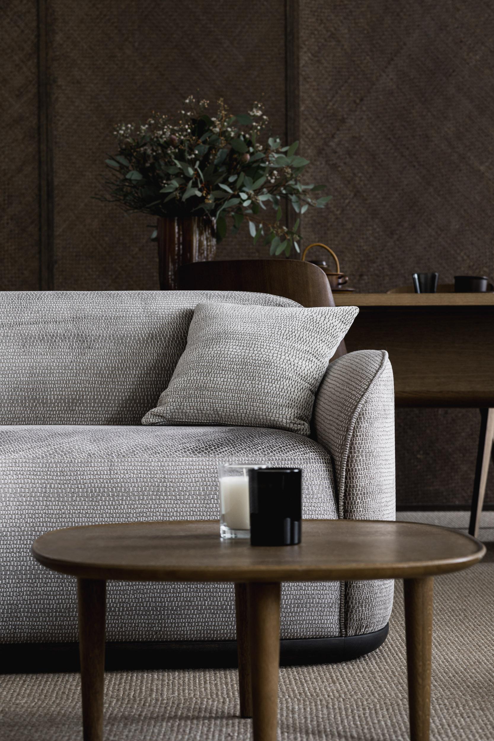 Finnish Contemporary Curved Sofa 'Unio' by Poiat, Pergamena 017 Fabric by Dedar For Sale