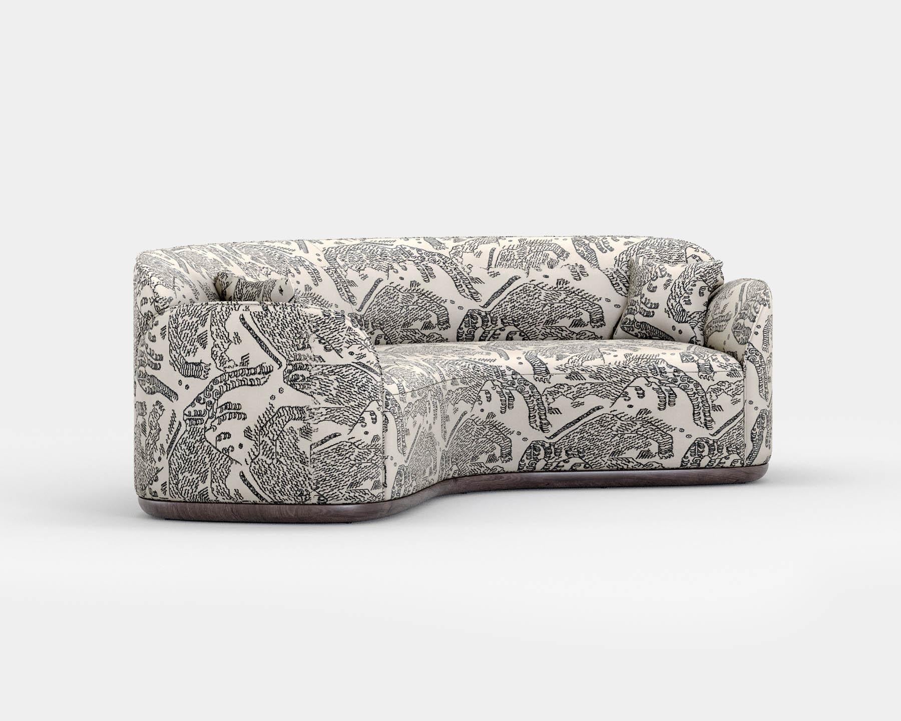 Contemporary Curved Sofa 'Unio' by Poiat, Pergamena 017 Fabric by Dedar For Sale 2