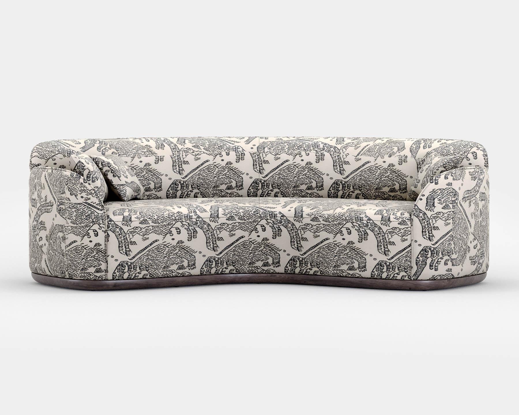Contemporary Curved Sofa 'Unio' by Poiat, Pergamena 017 Fabric by Dedar For Sale 3