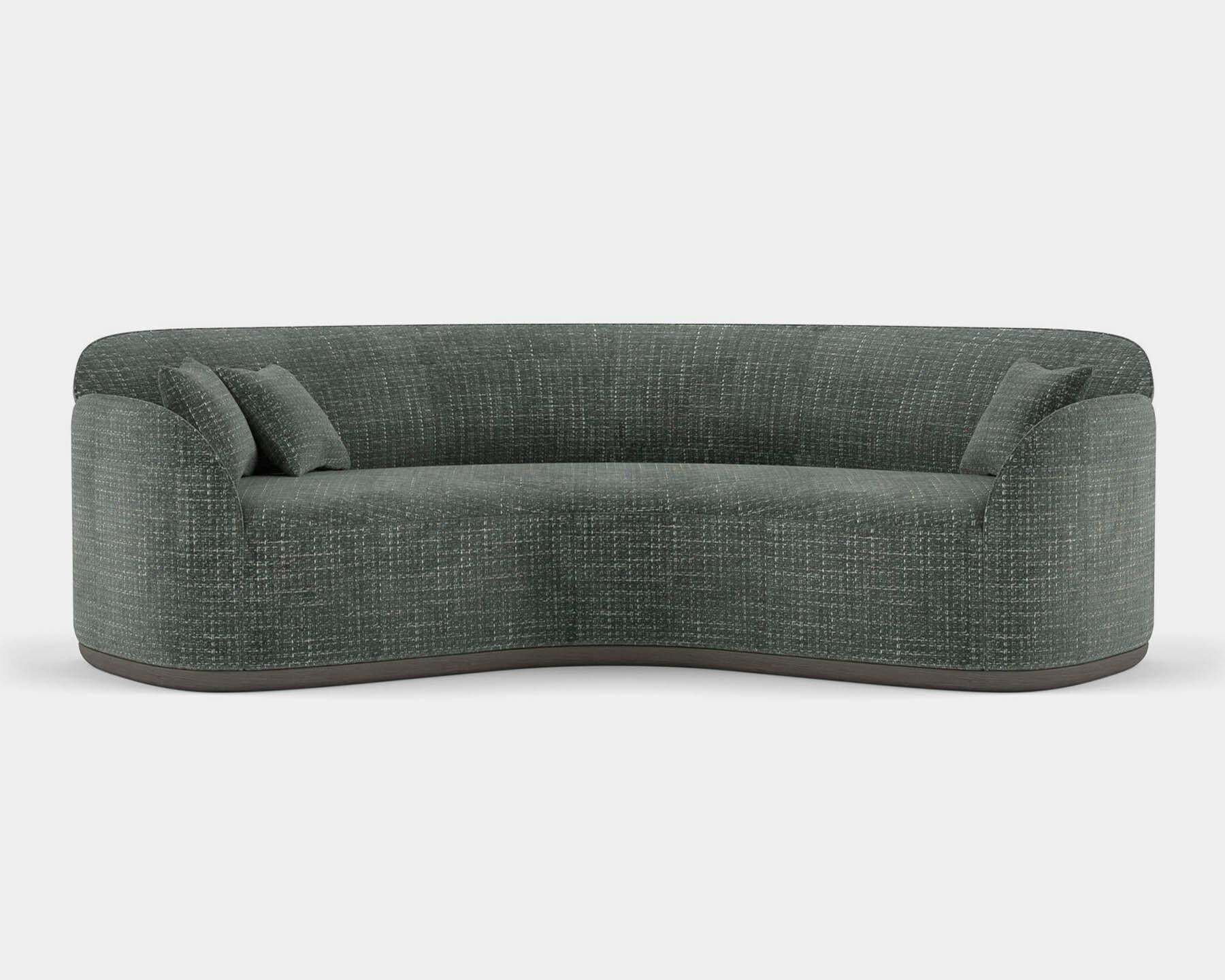 Velvet Contemporary Curved Sofa 'Unio' by Poiat, Tiger Mountain - Dedar For Sale
